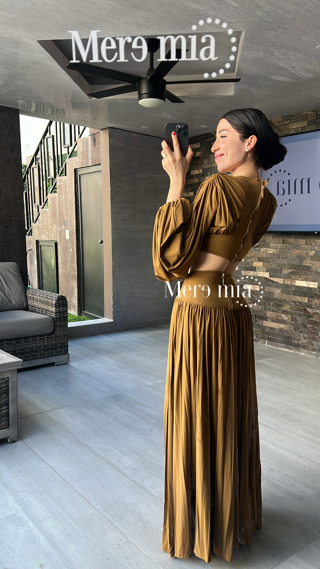 Conjunto plisado mangas bombachas