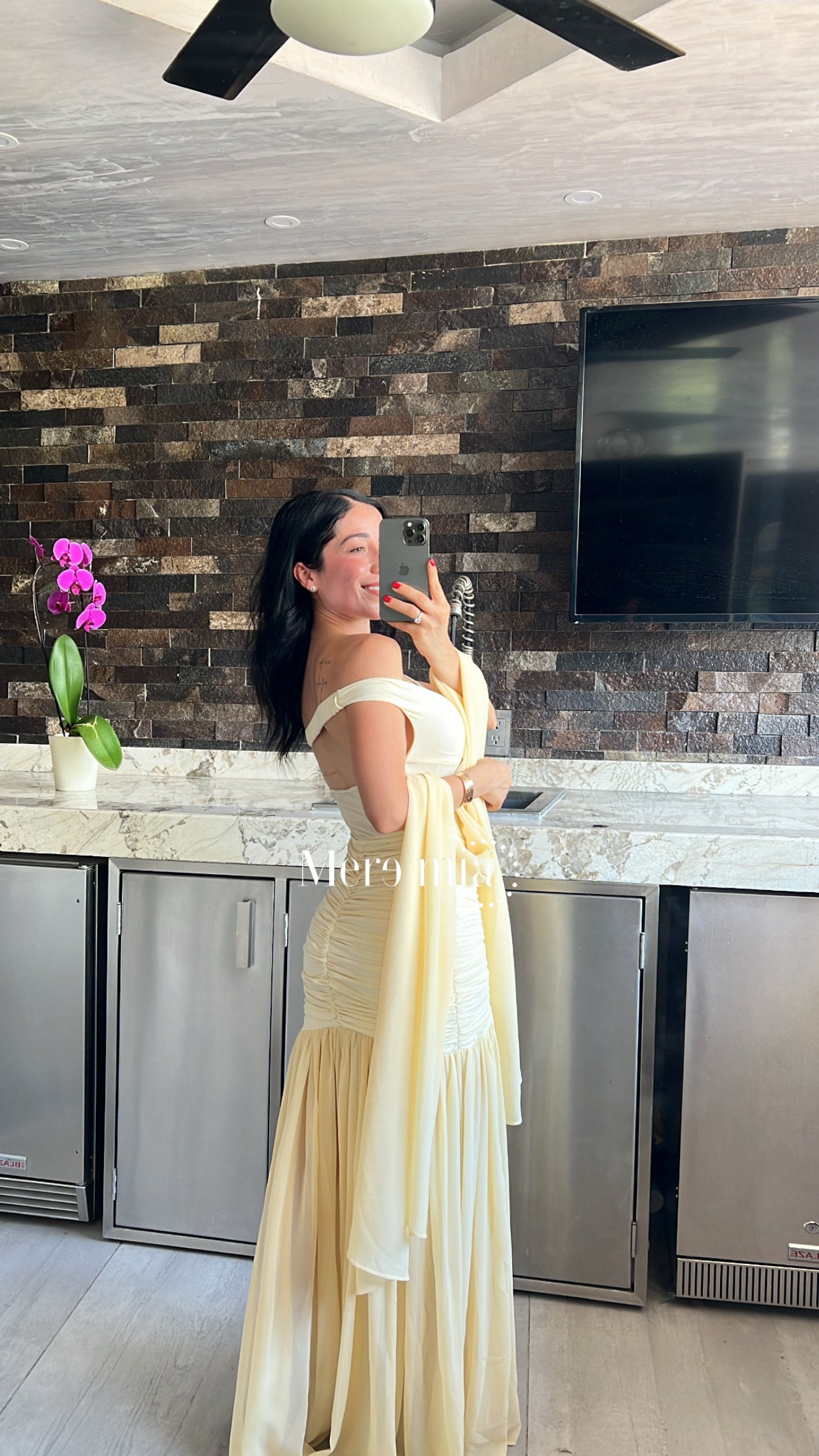 Vestido bardot plisado malla