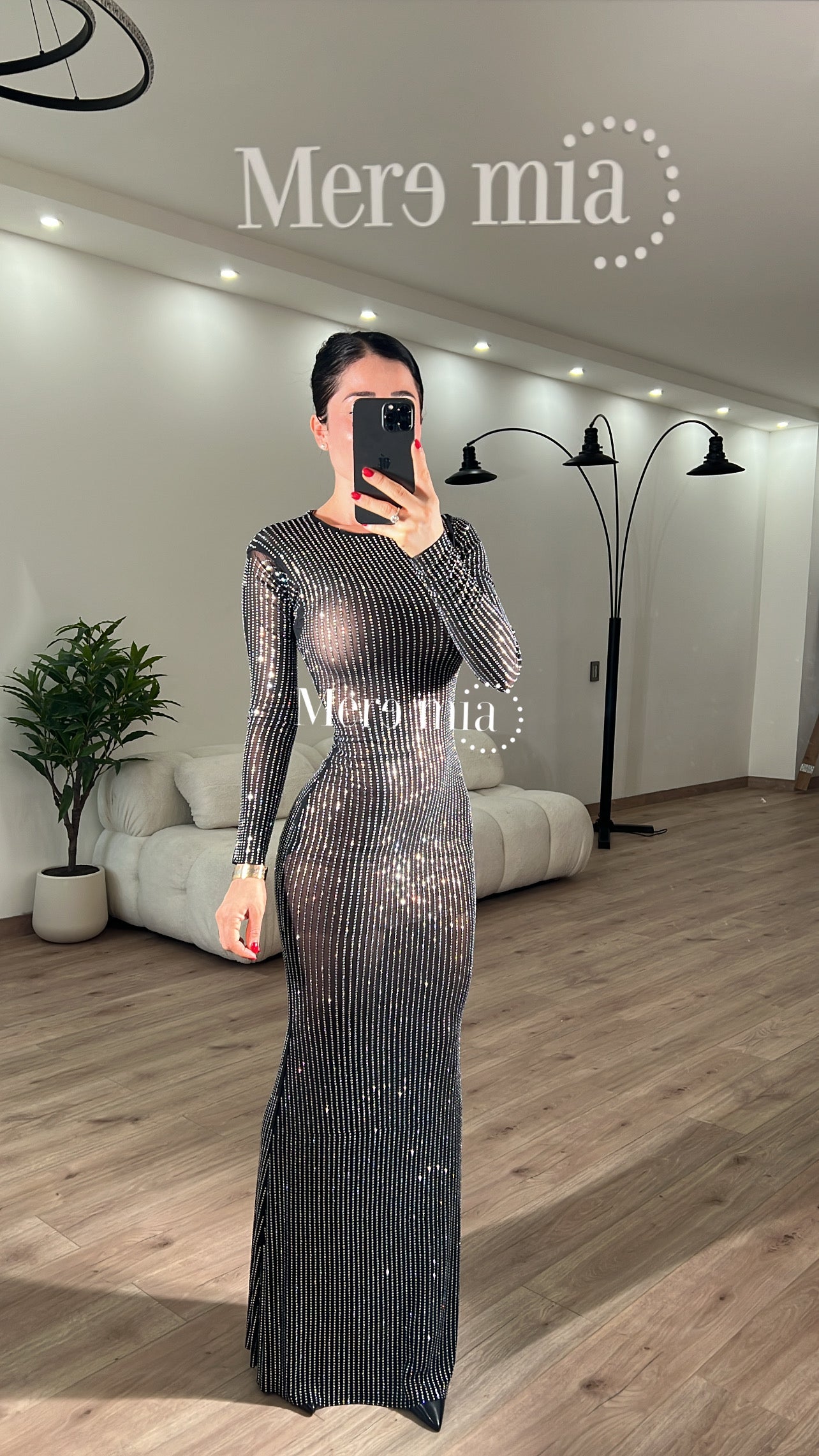 Vestido puntos rayas plata