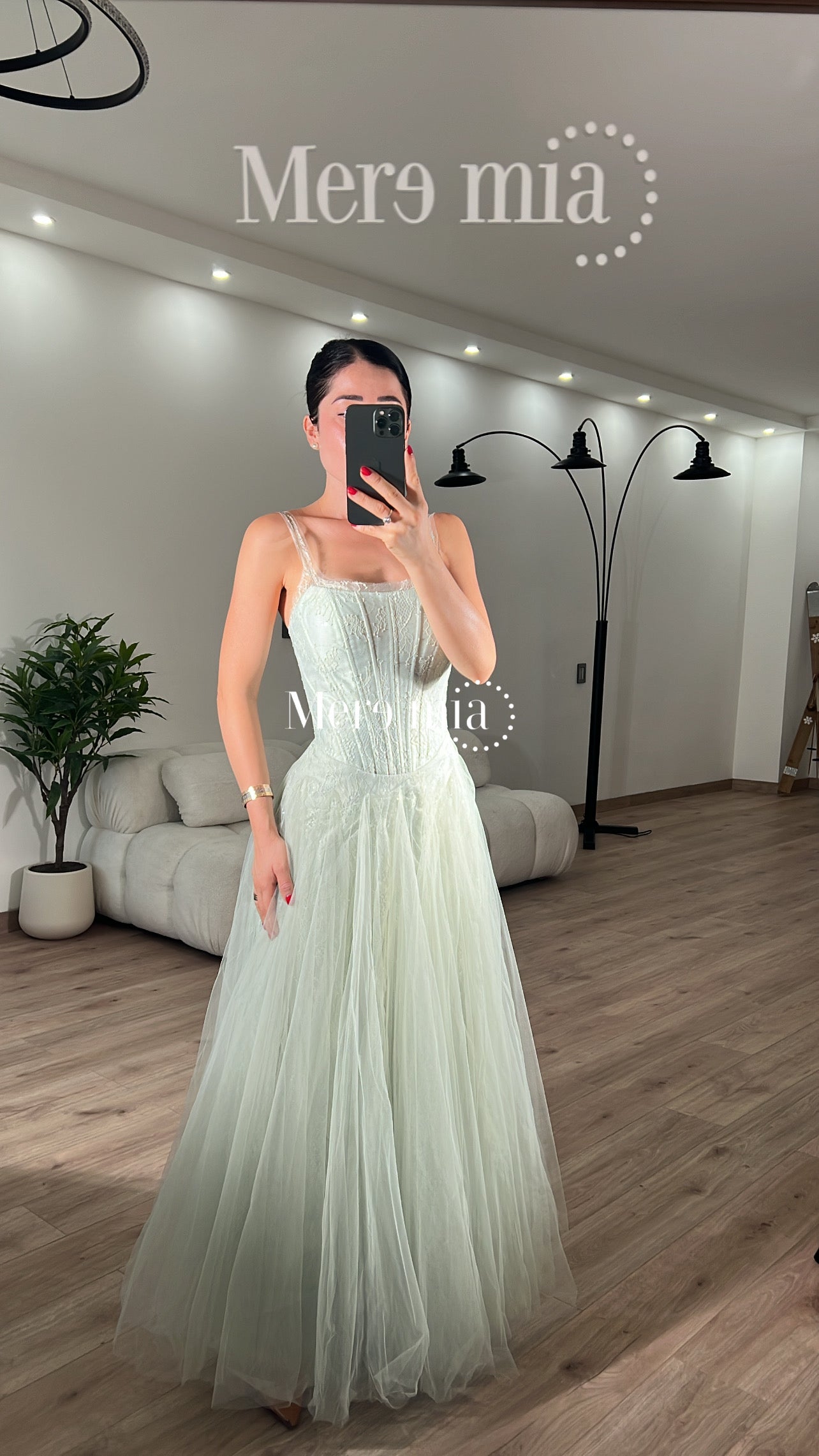 Vestido verde tul strapples