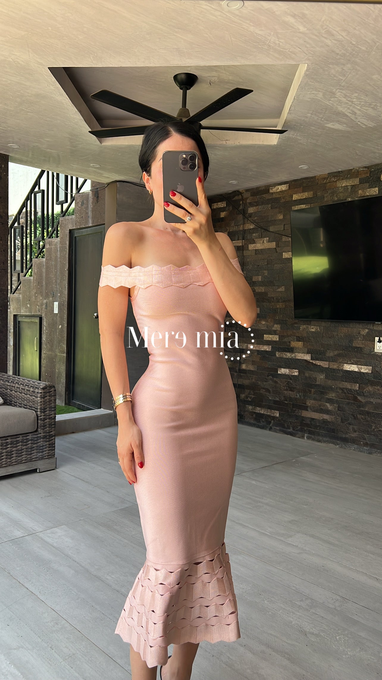 Vestido hombros olan ruff