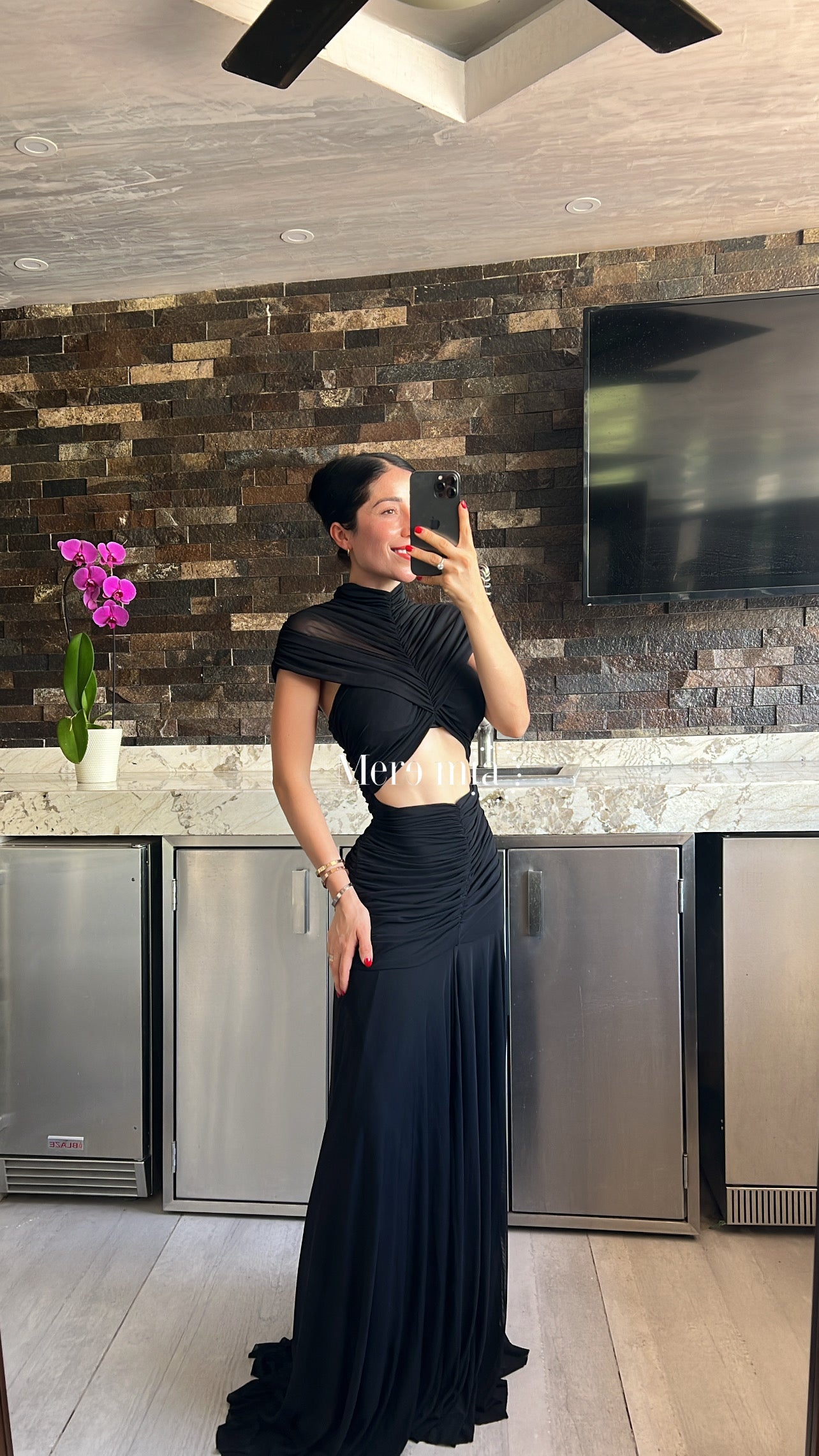 Vestido chal plisado abd