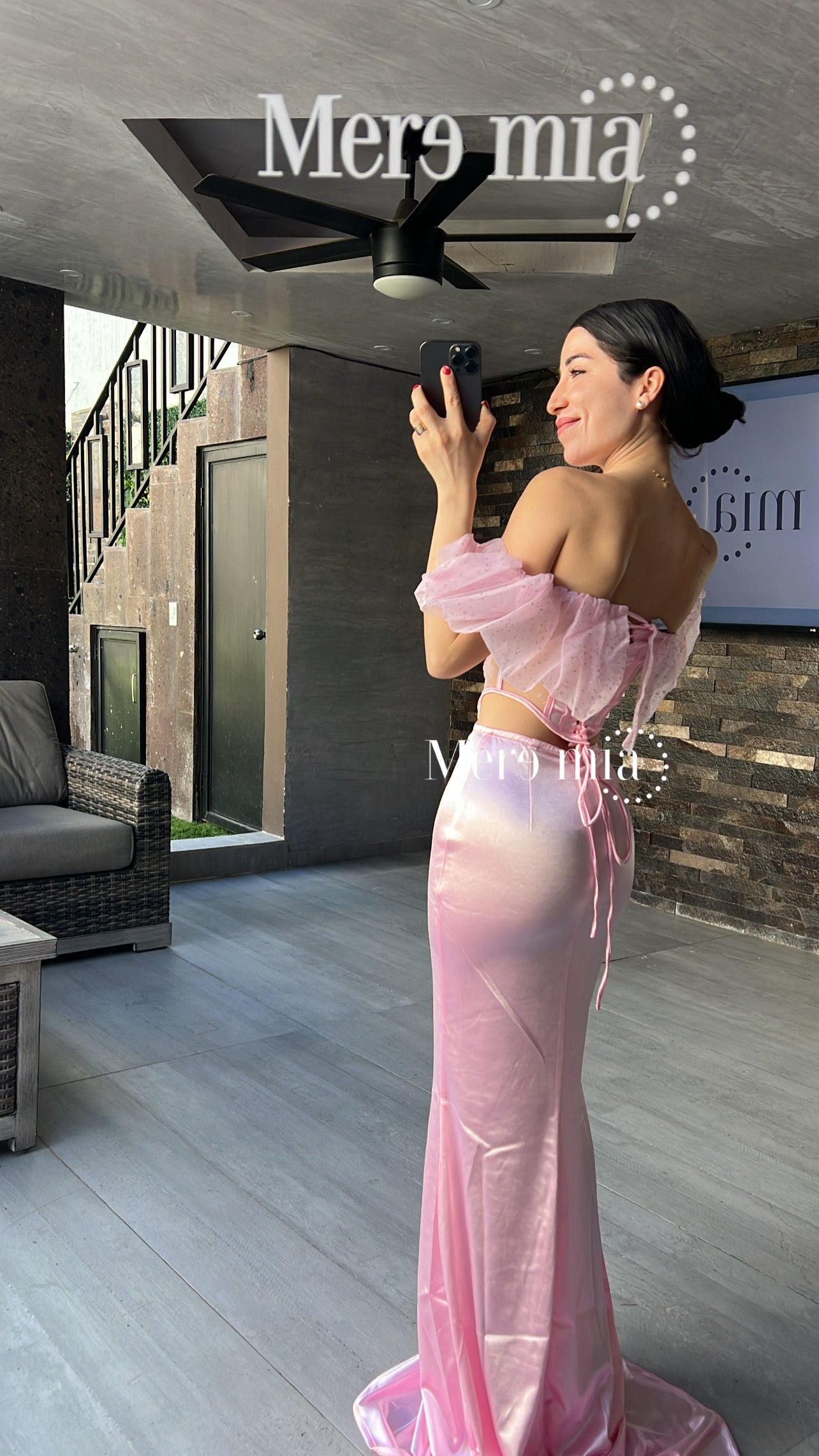 Conjunto rosa largo