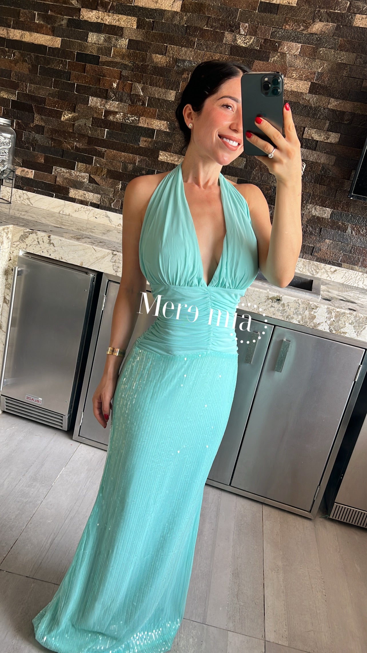 Vestido menta halter v