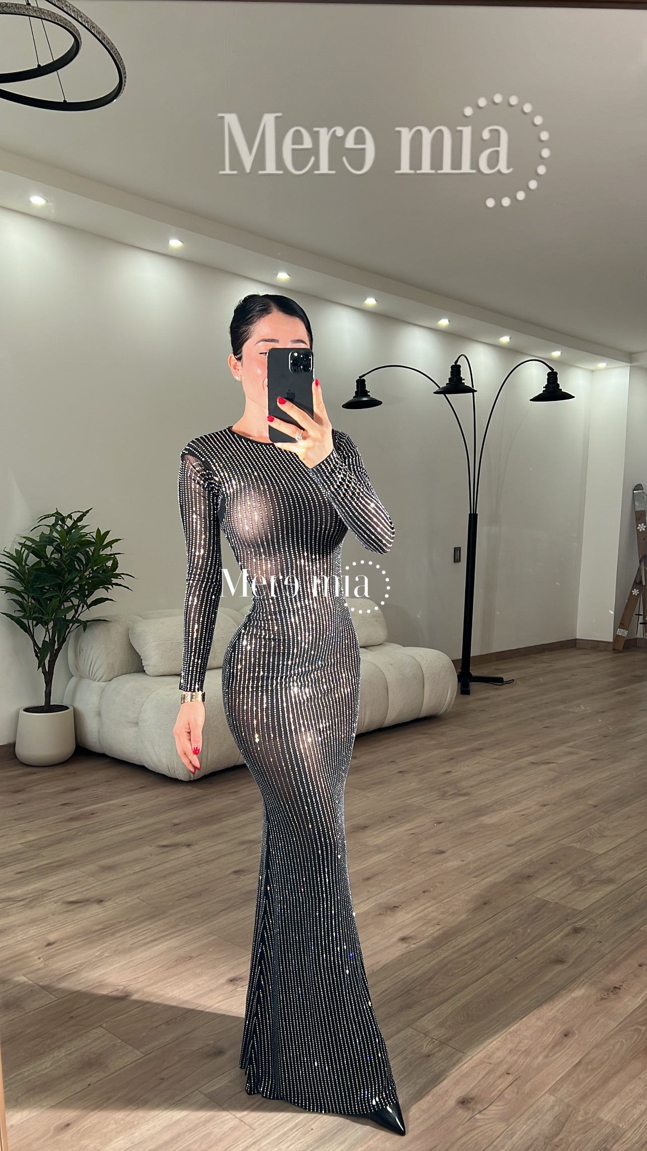 Vestido puntos rayas plata