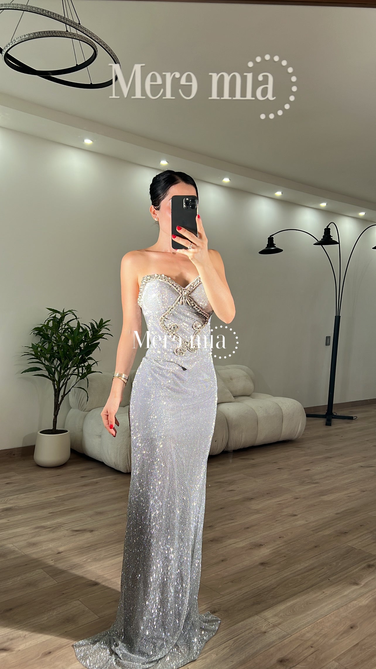 Vestido brilloso plateado