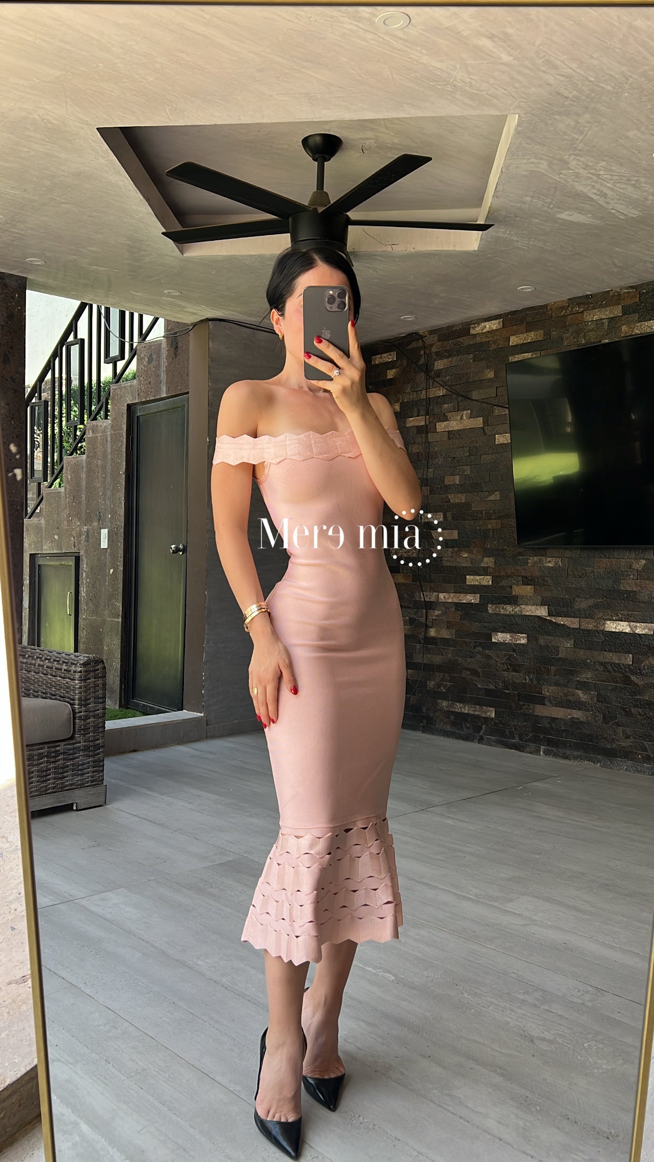 Vestido hombros olan ruff
