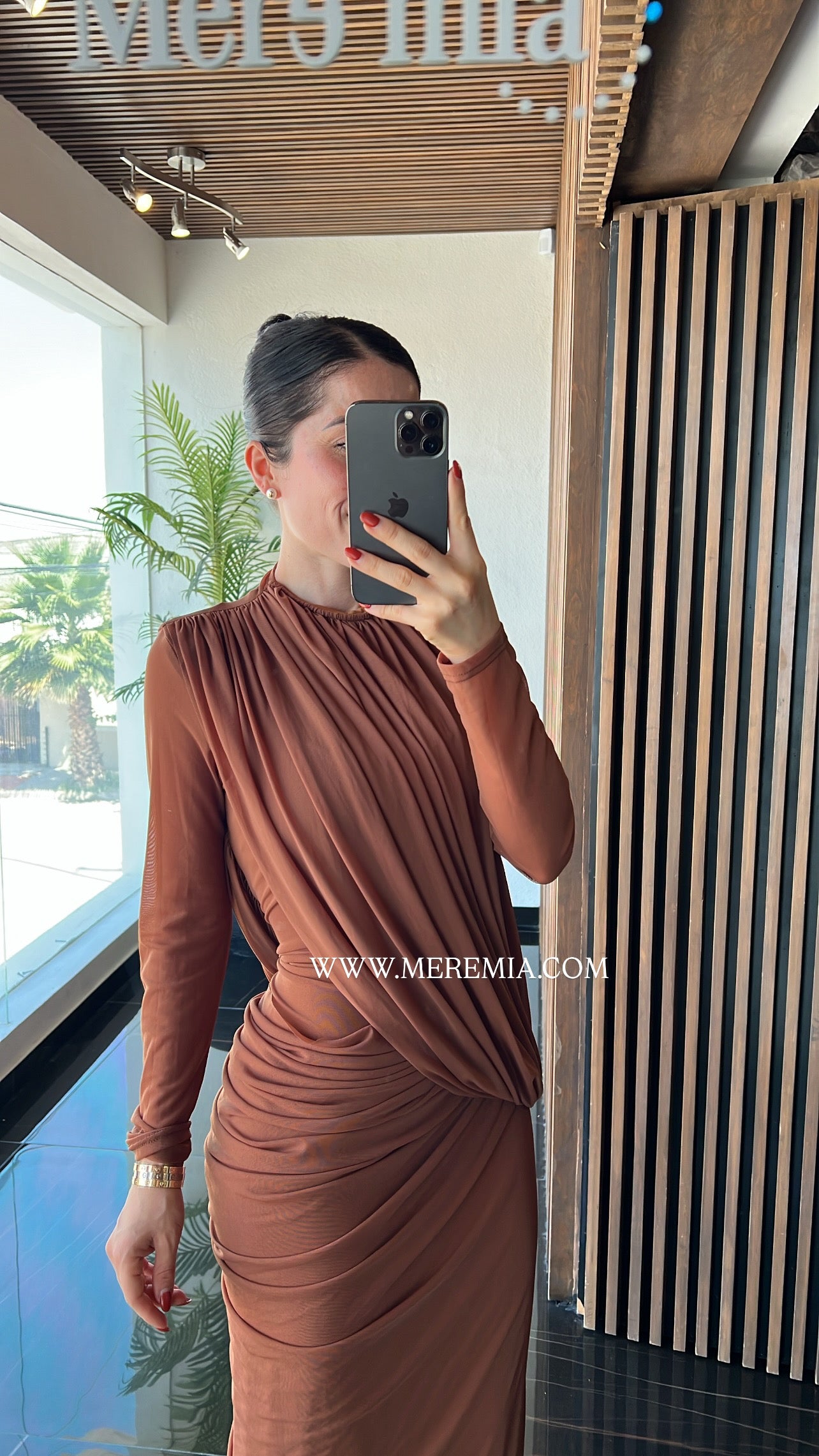 Vestido estola plisada