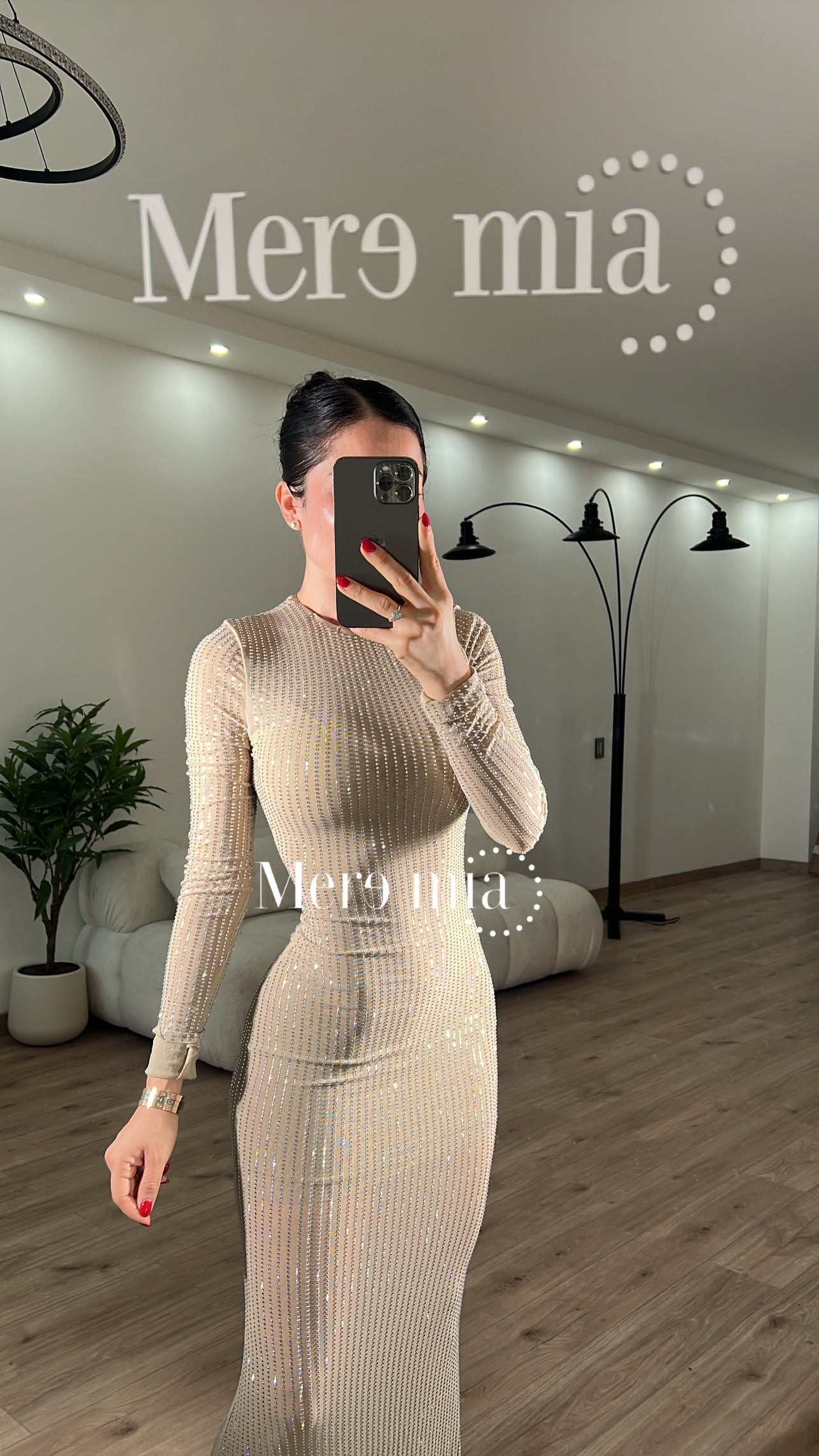 Vestido puntos rayas plata