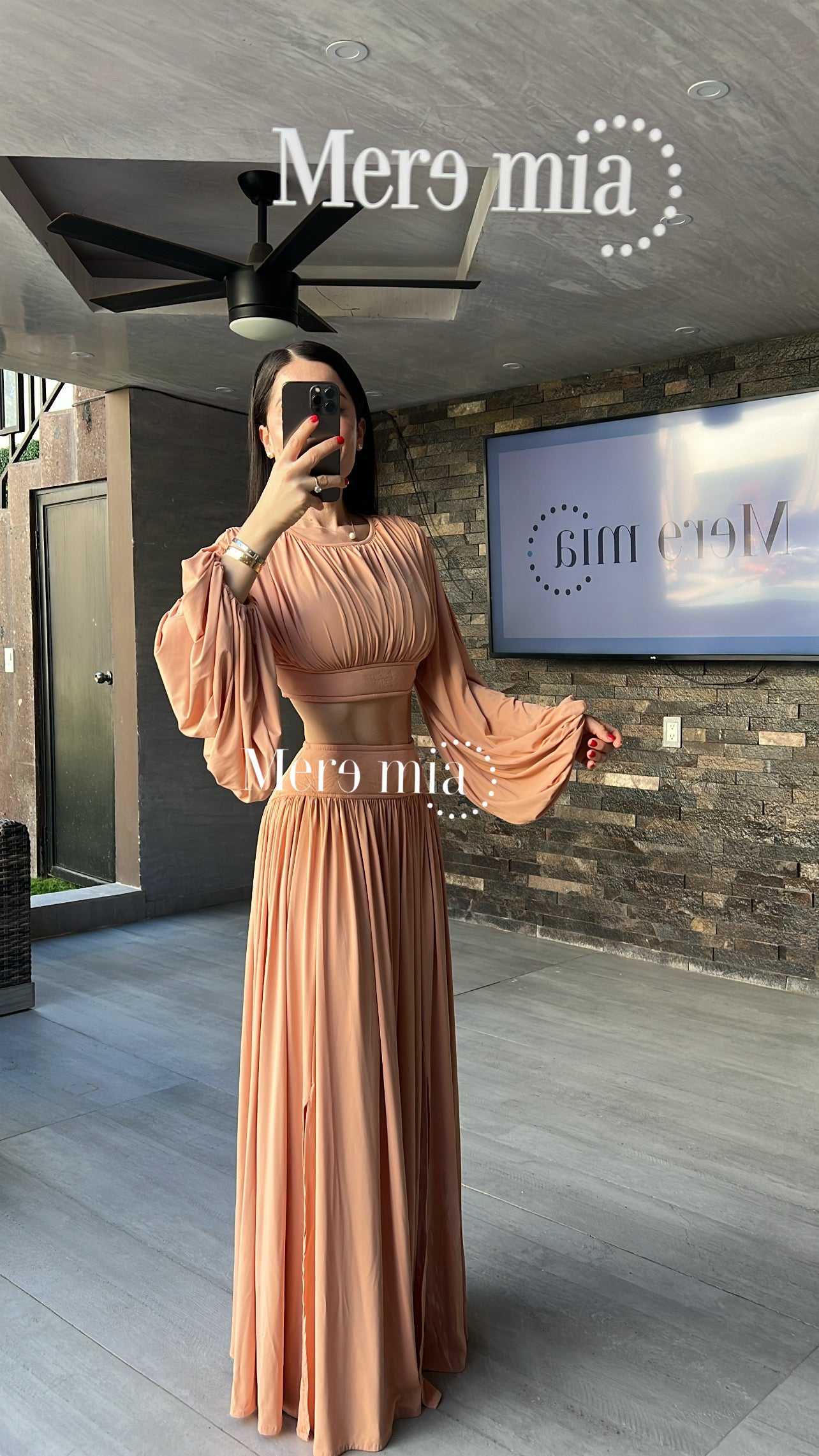 Conjunto plisado mangas bombachas