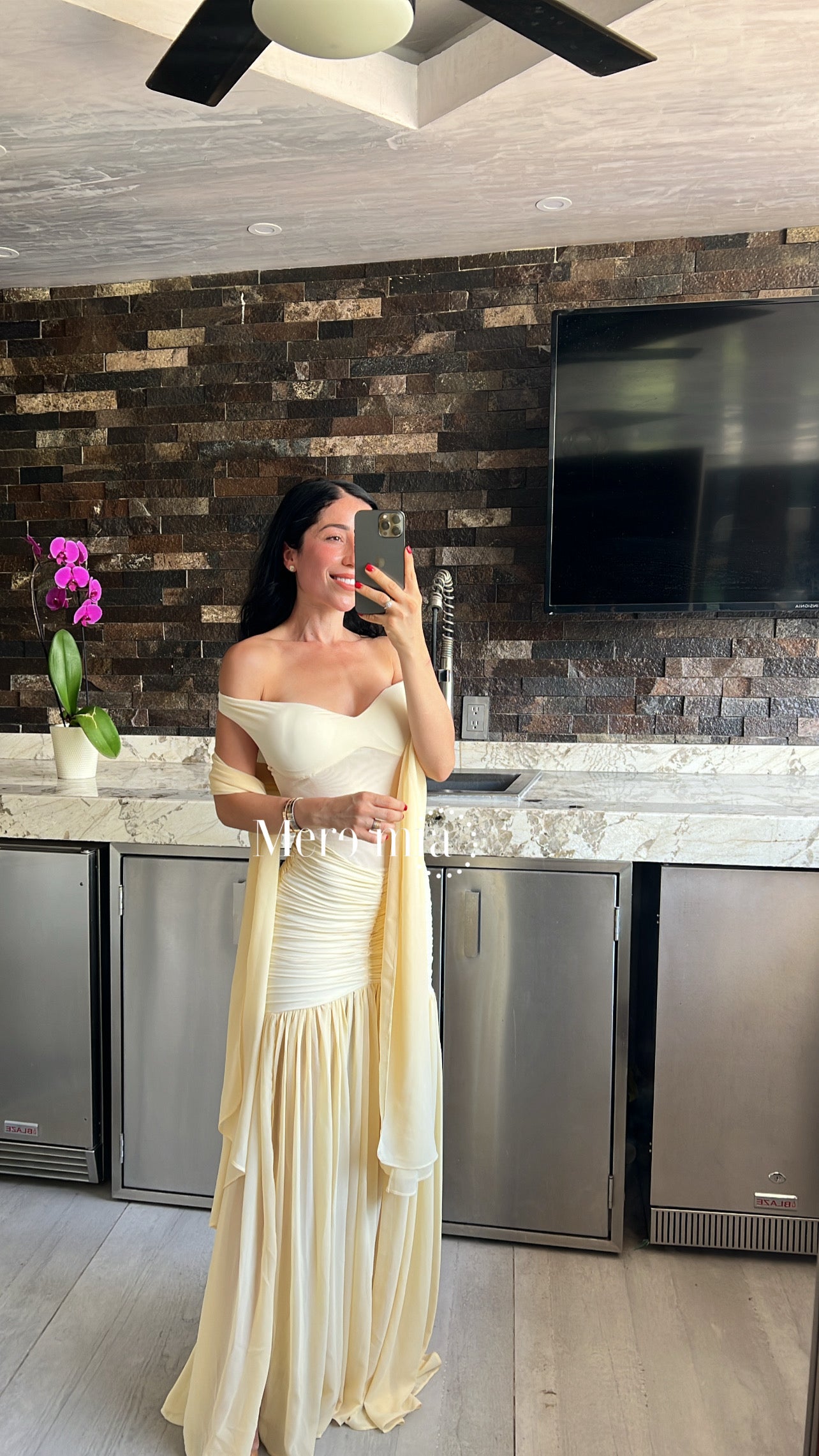 Vestido bardot plisado malla