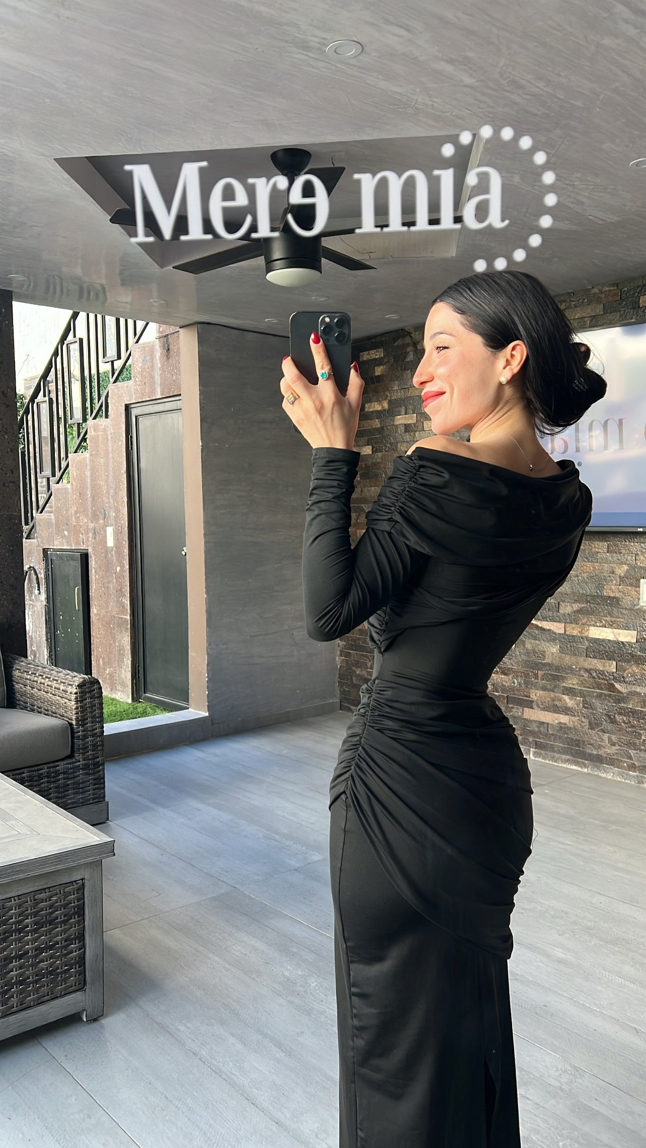 Vestido negro plisado ml