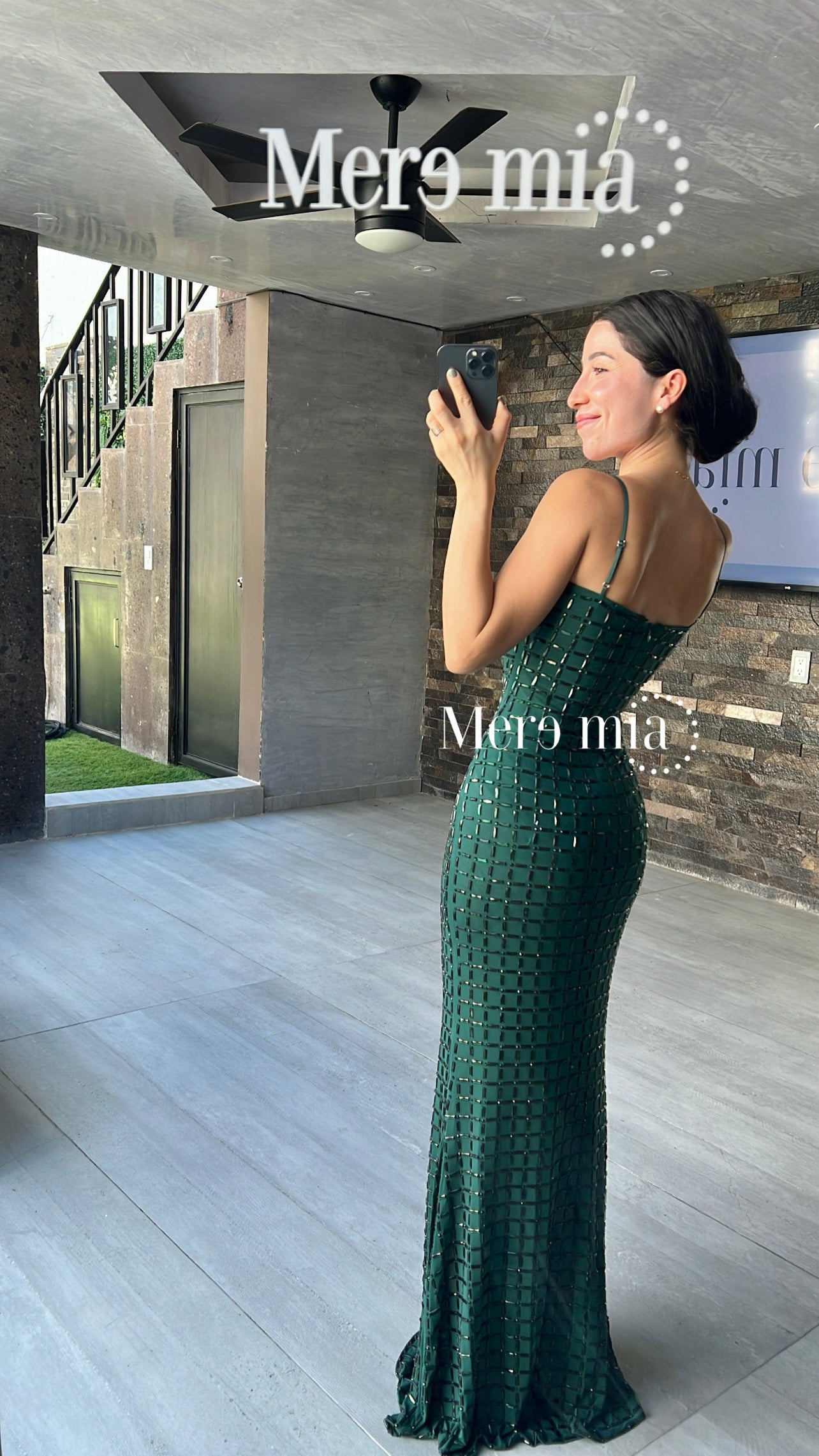 Vestido verde apl largo