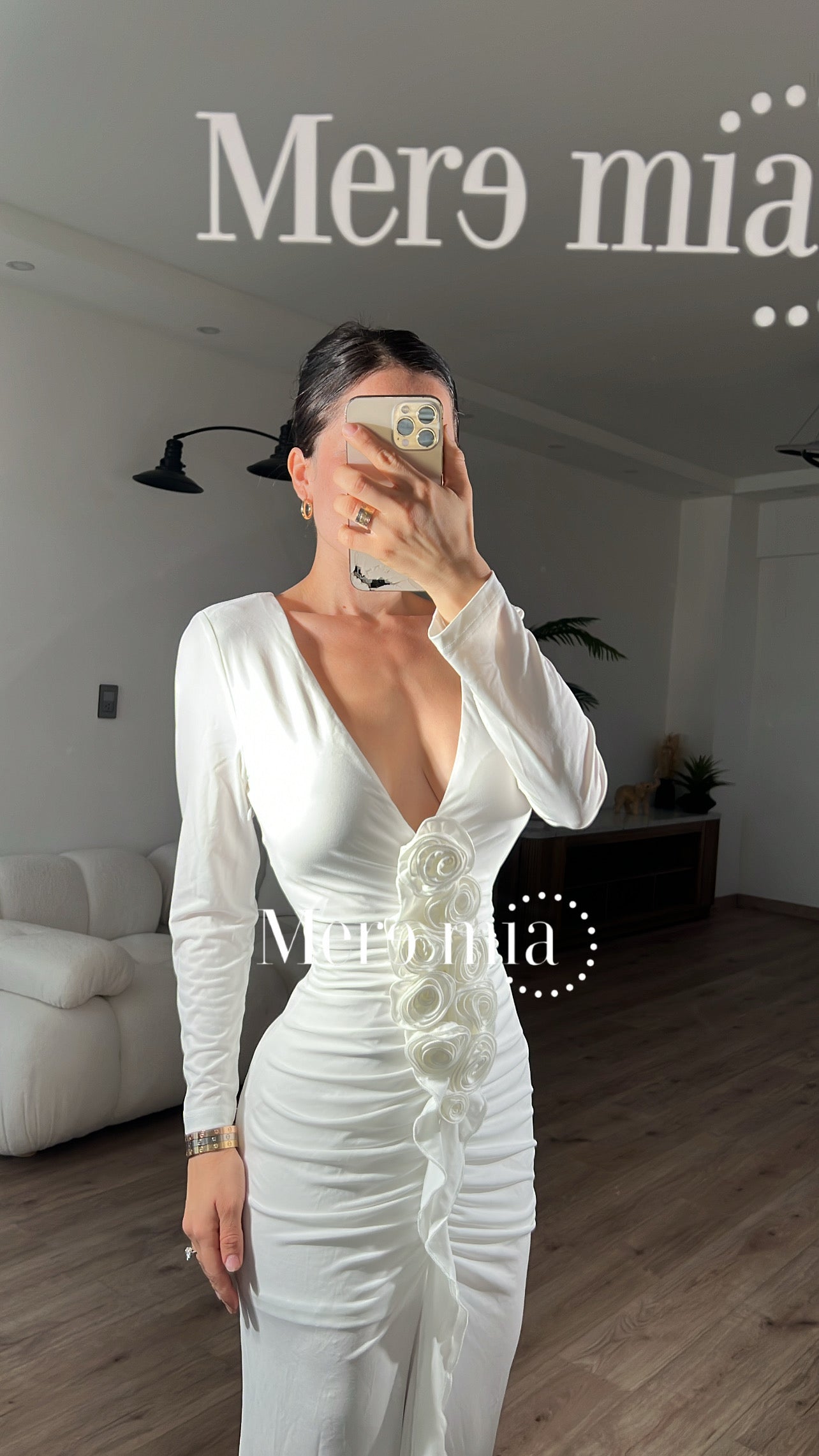 Vestido blanco plisado V