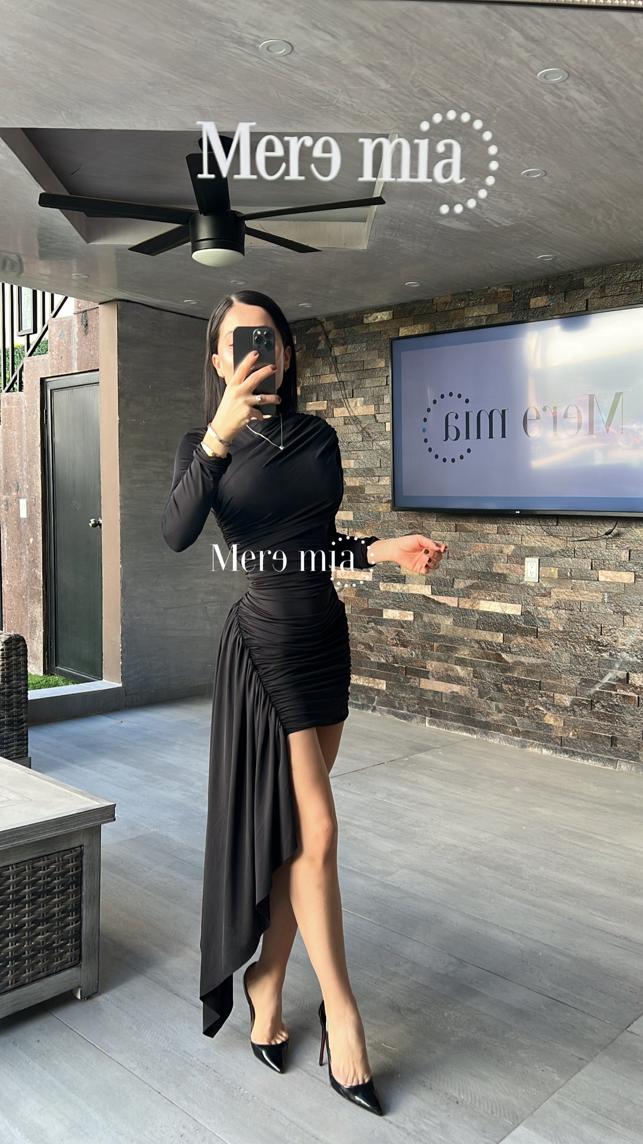 Vestido negro plisado ml