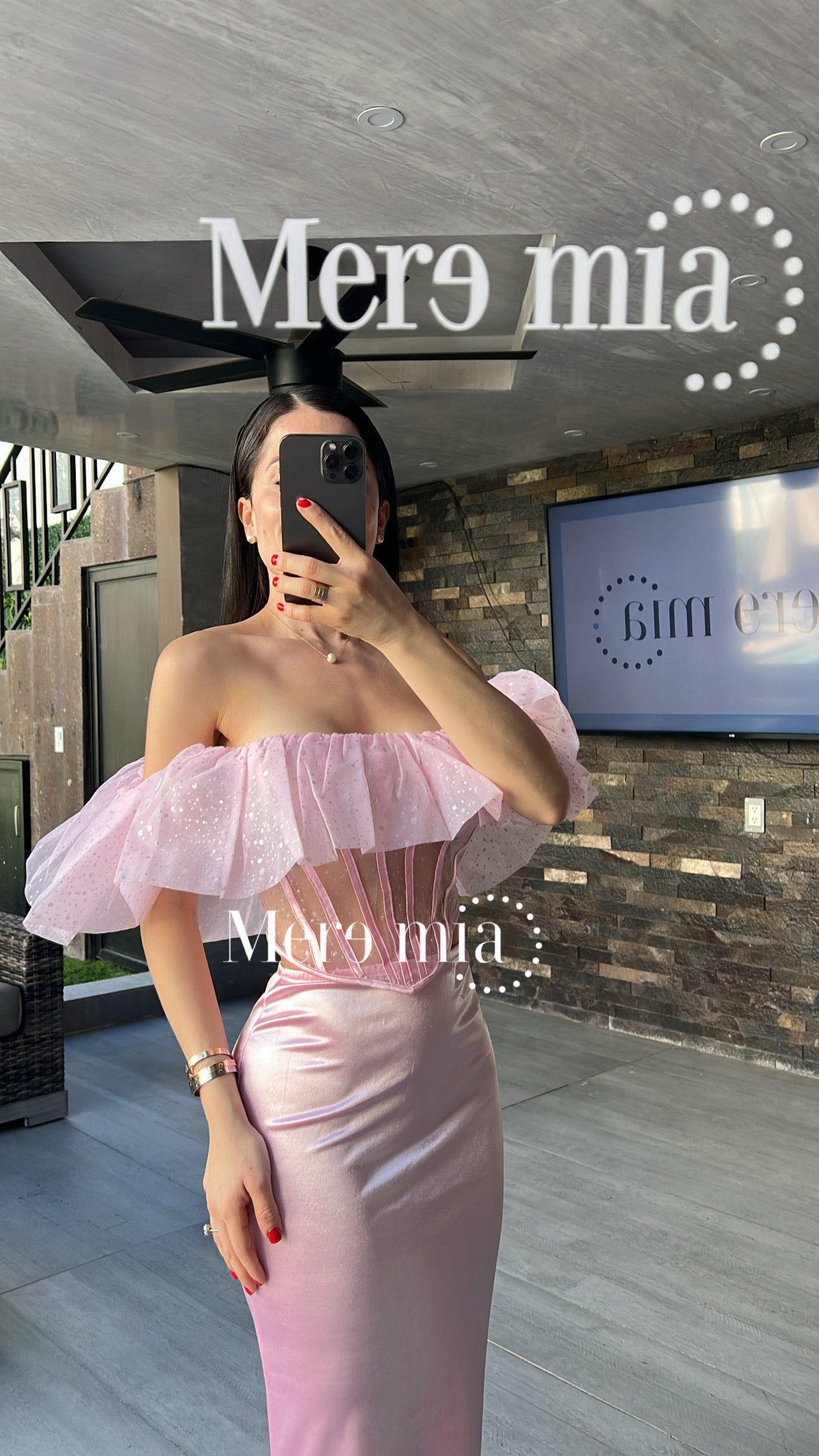 Conjunto rosa largo