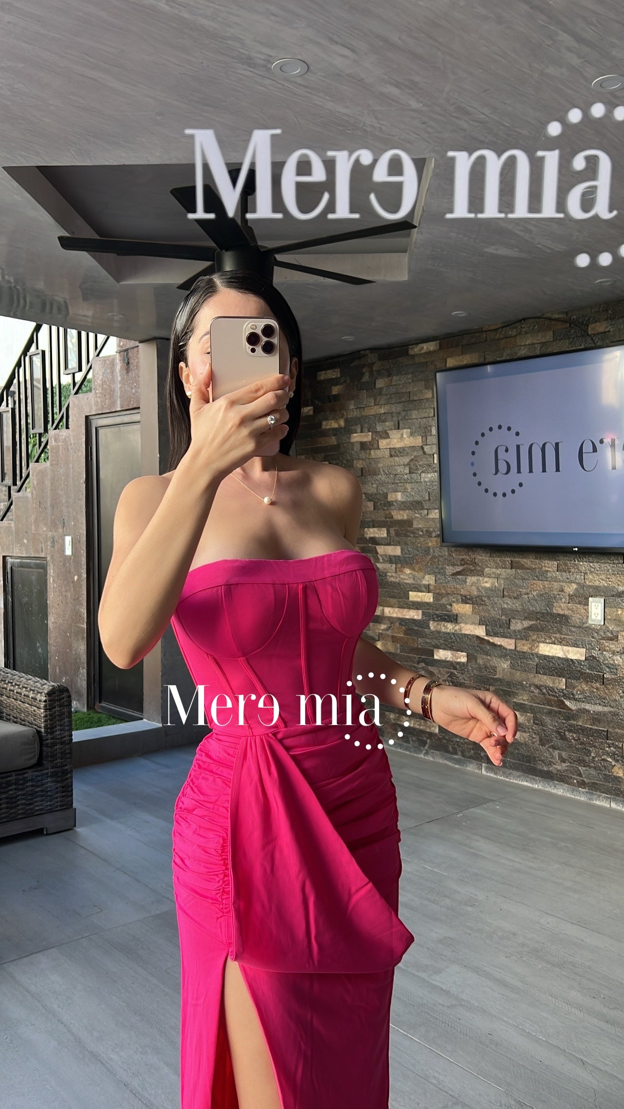 Vestido rosa largo copas strapp