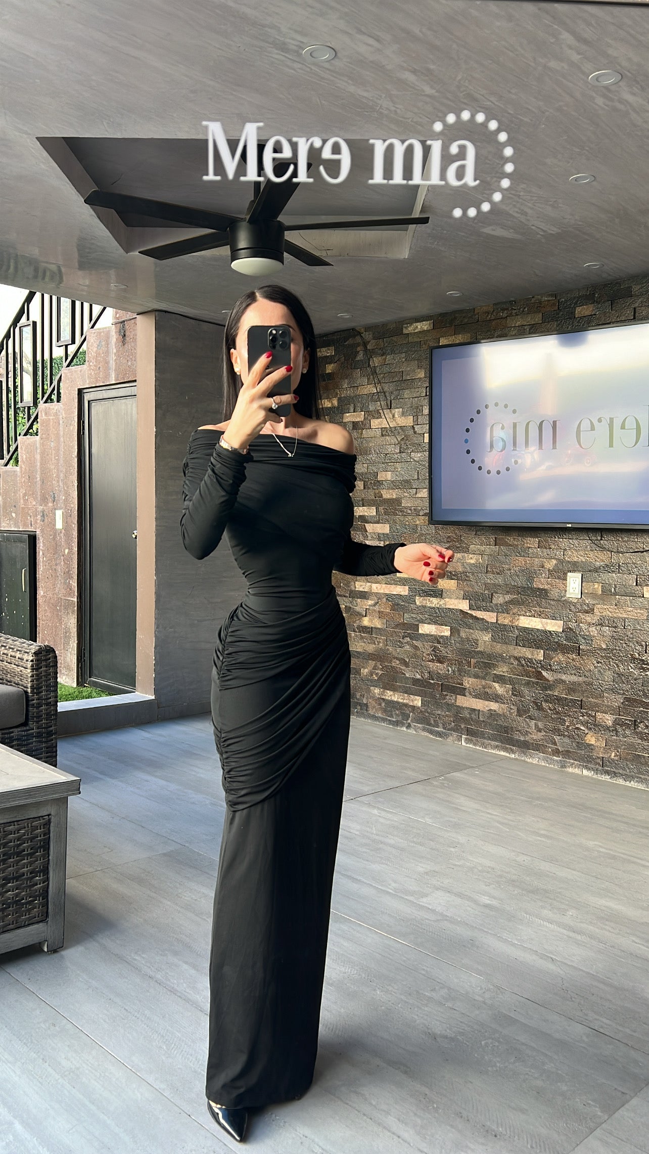 Vestido negro plisado ml