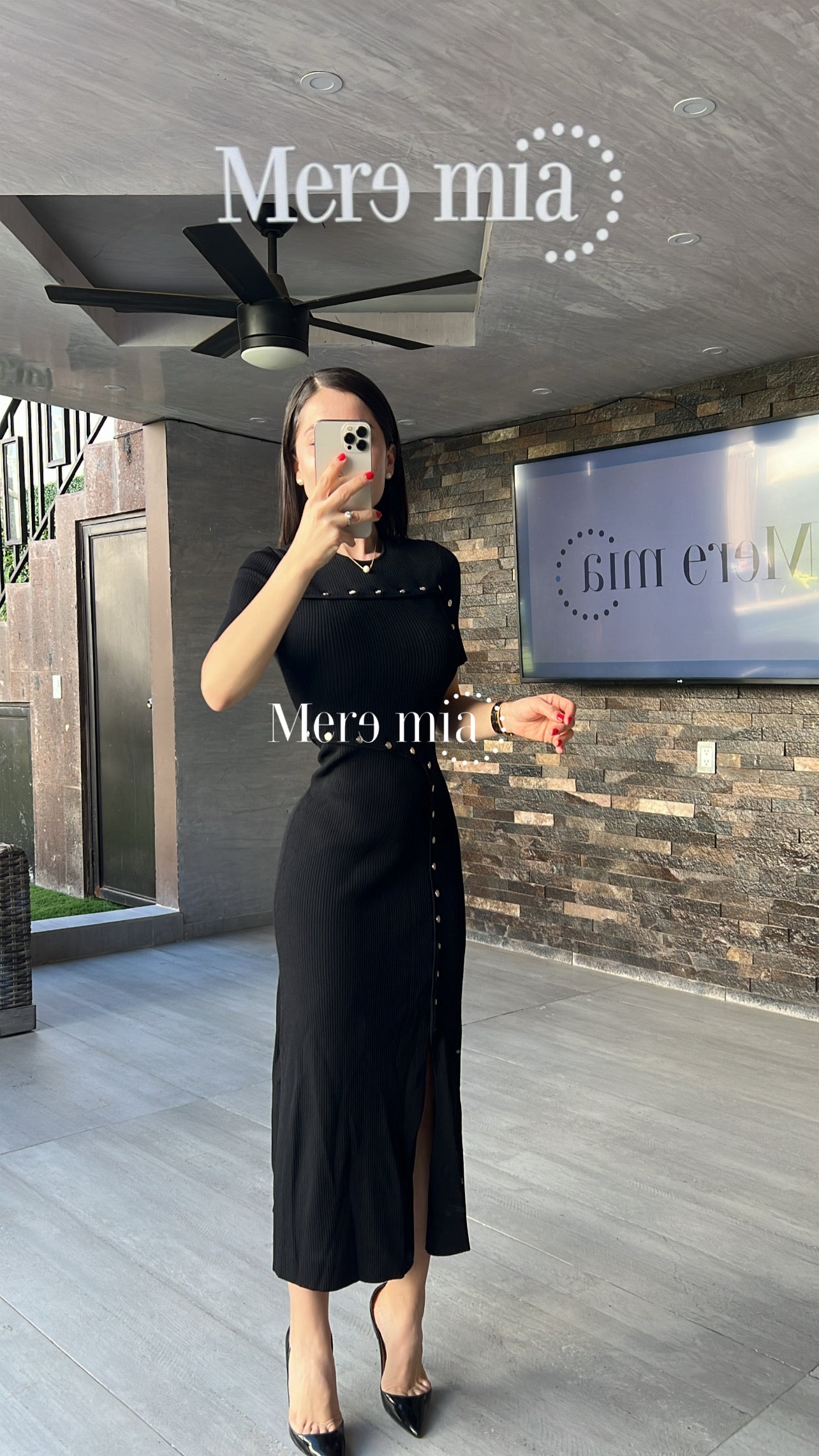 Vestido negro rayado mc