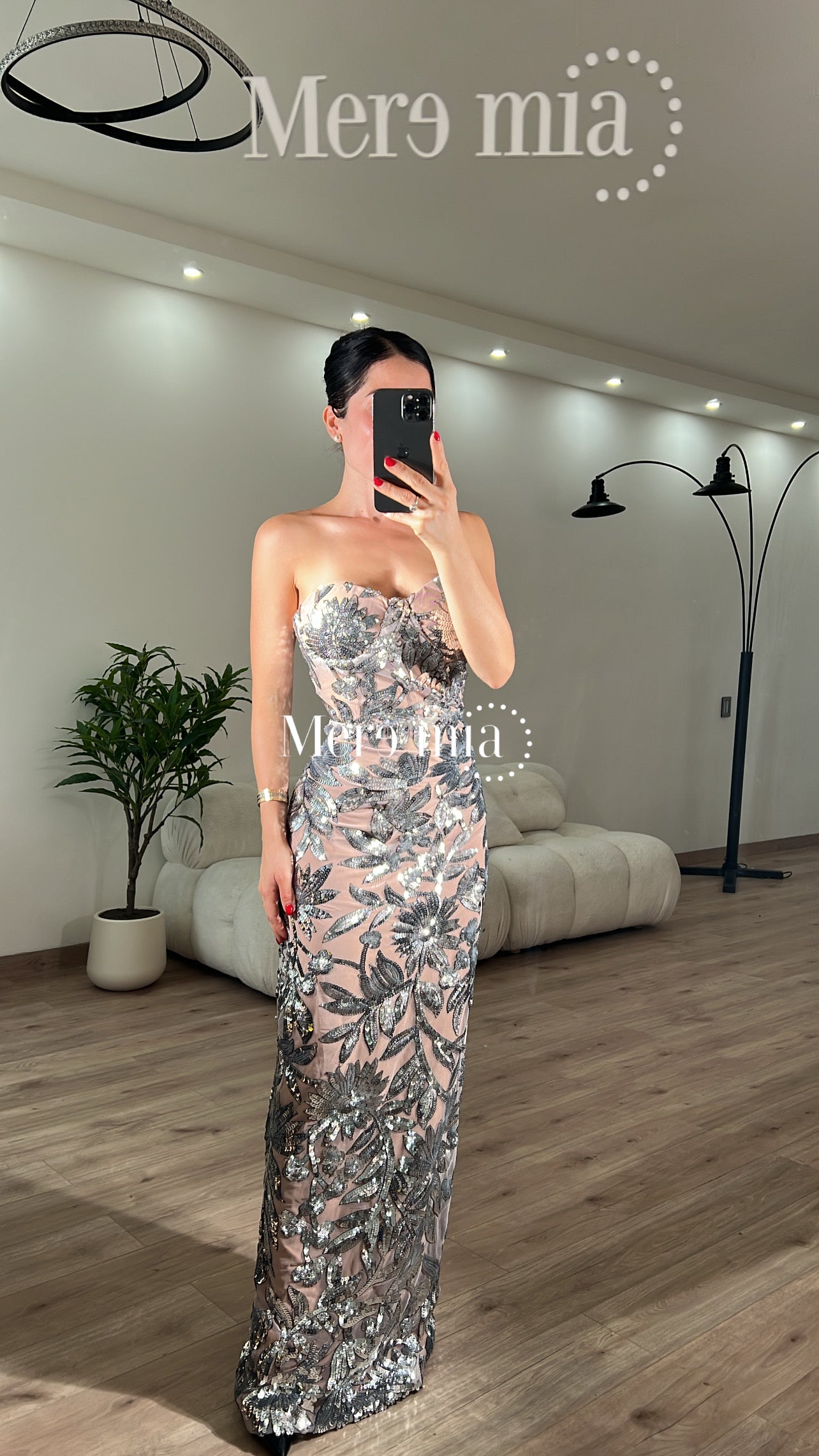 Vestido plata ramas