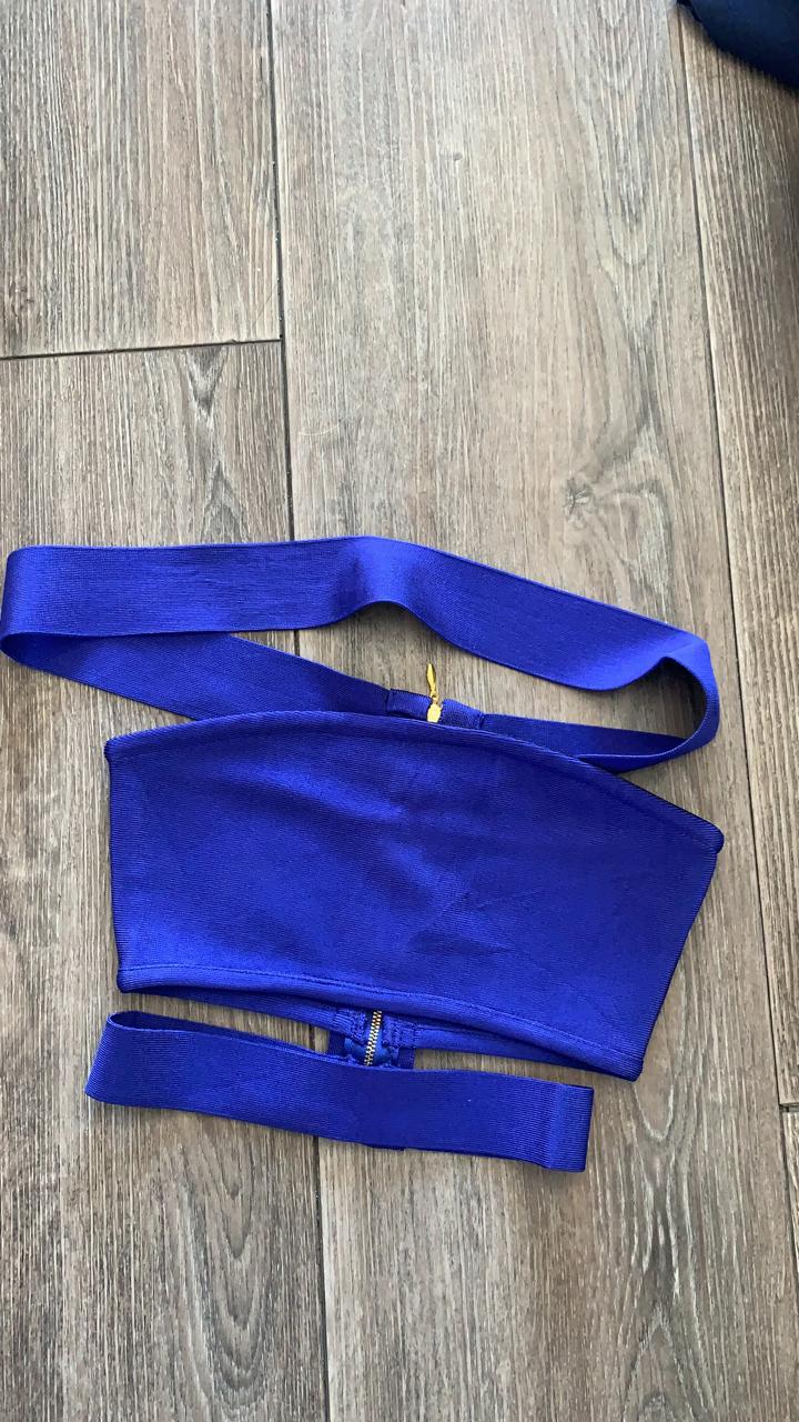 Crop top de 3 tiras azul