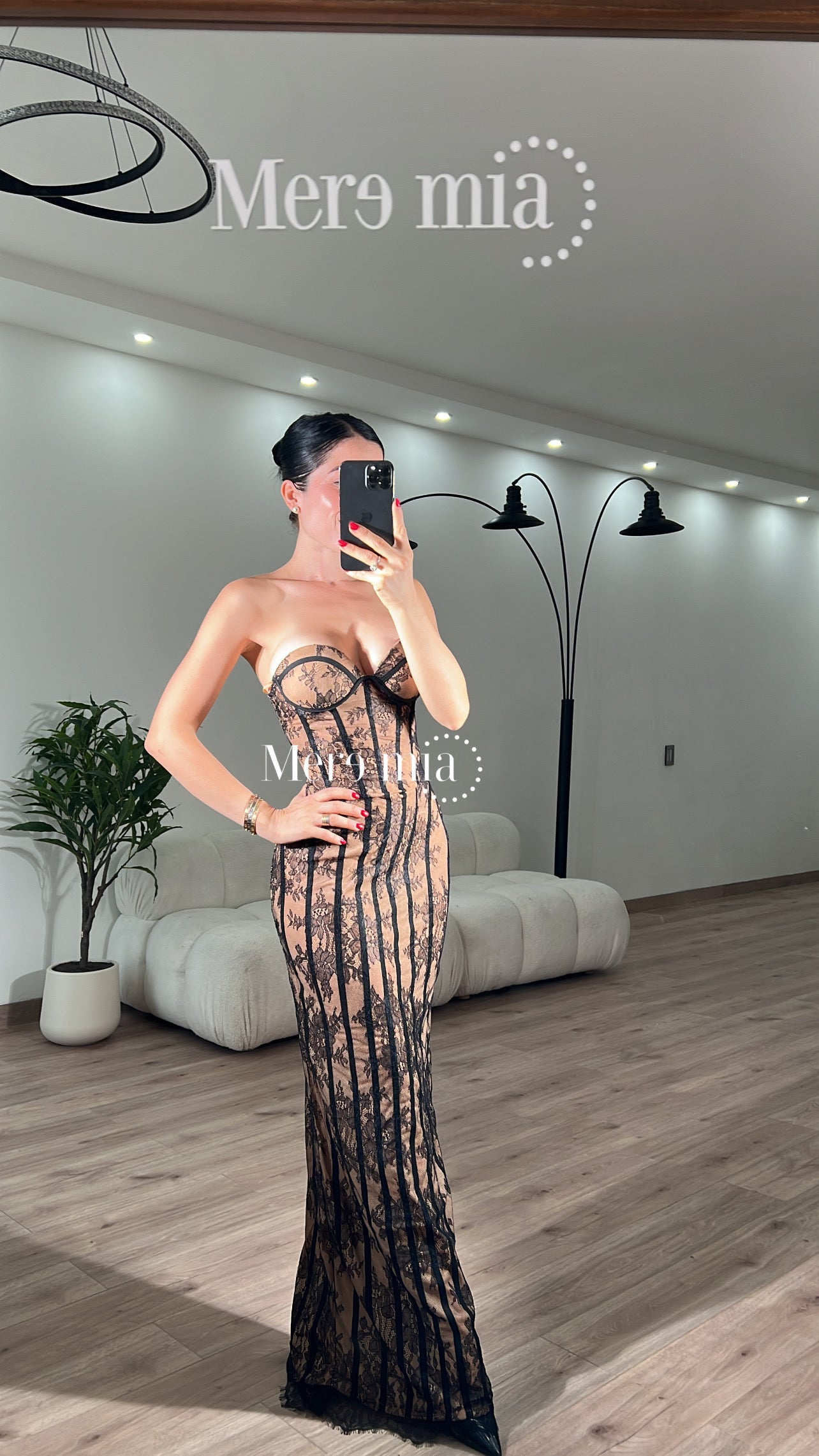 Vestido encaje rayas