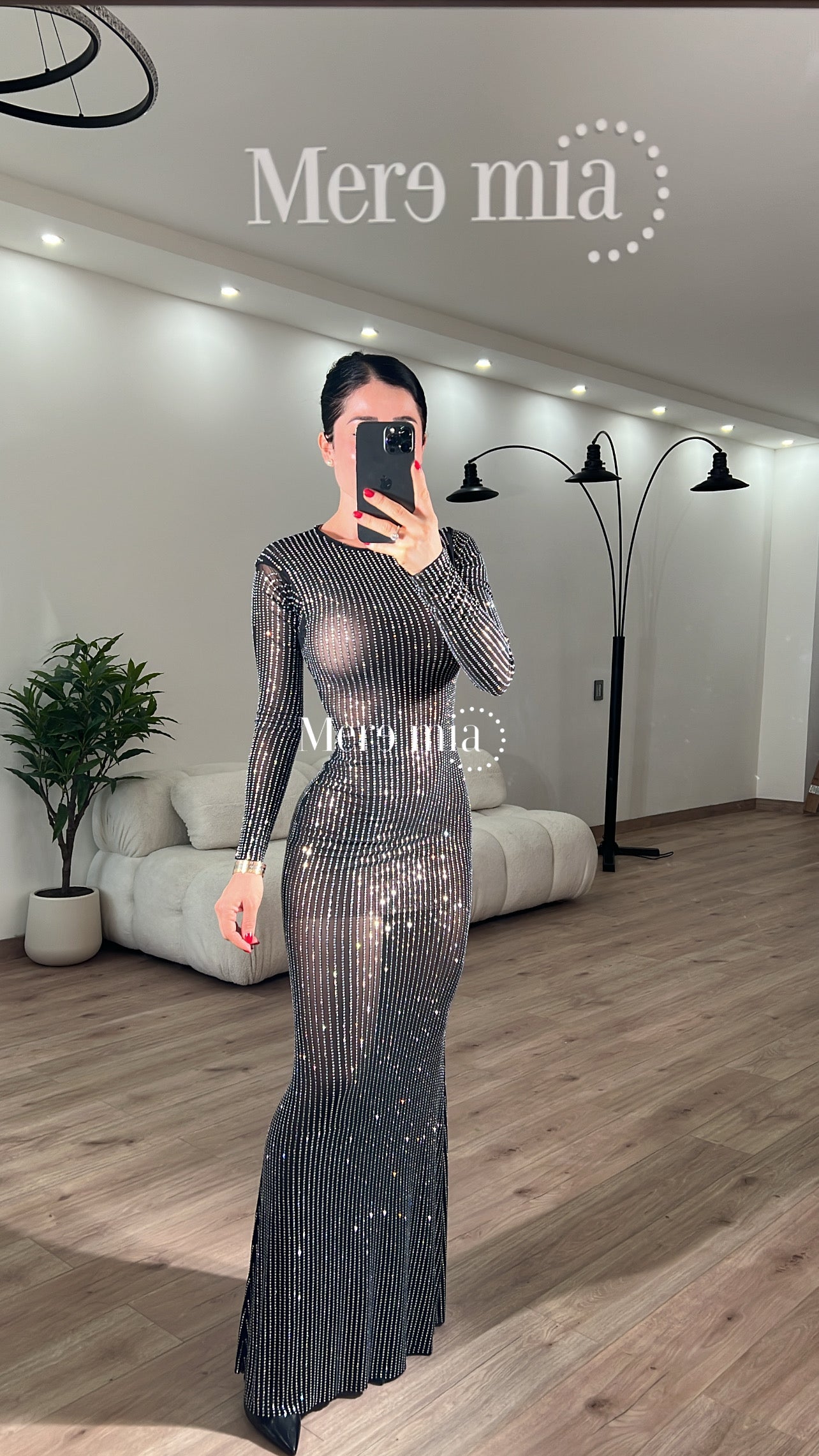 Vestido puntos rayas plata