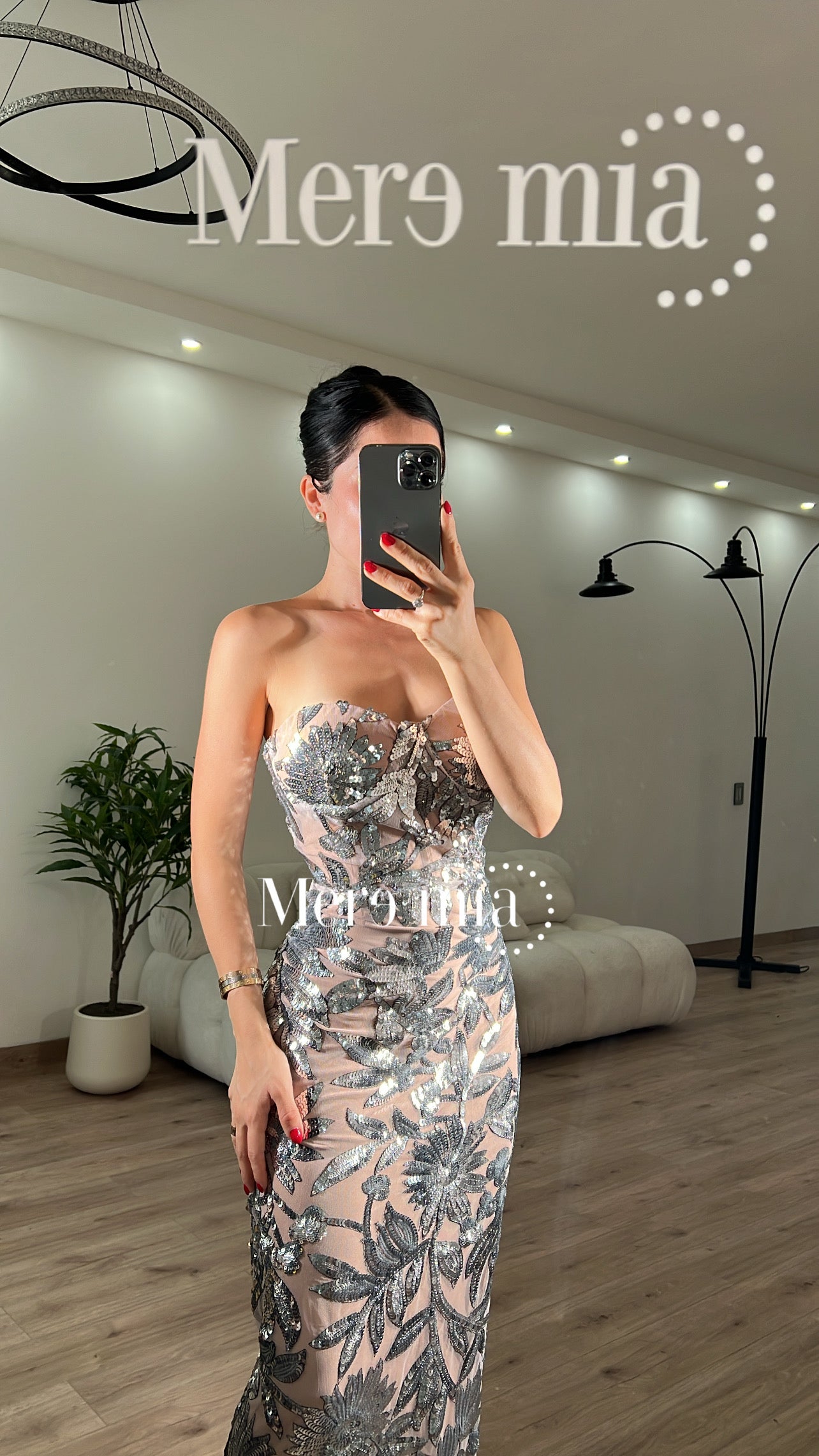 Vestido plata ramas