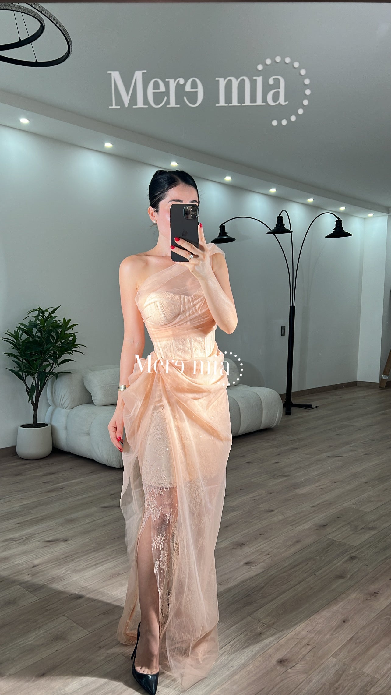 Vestido melón encaje