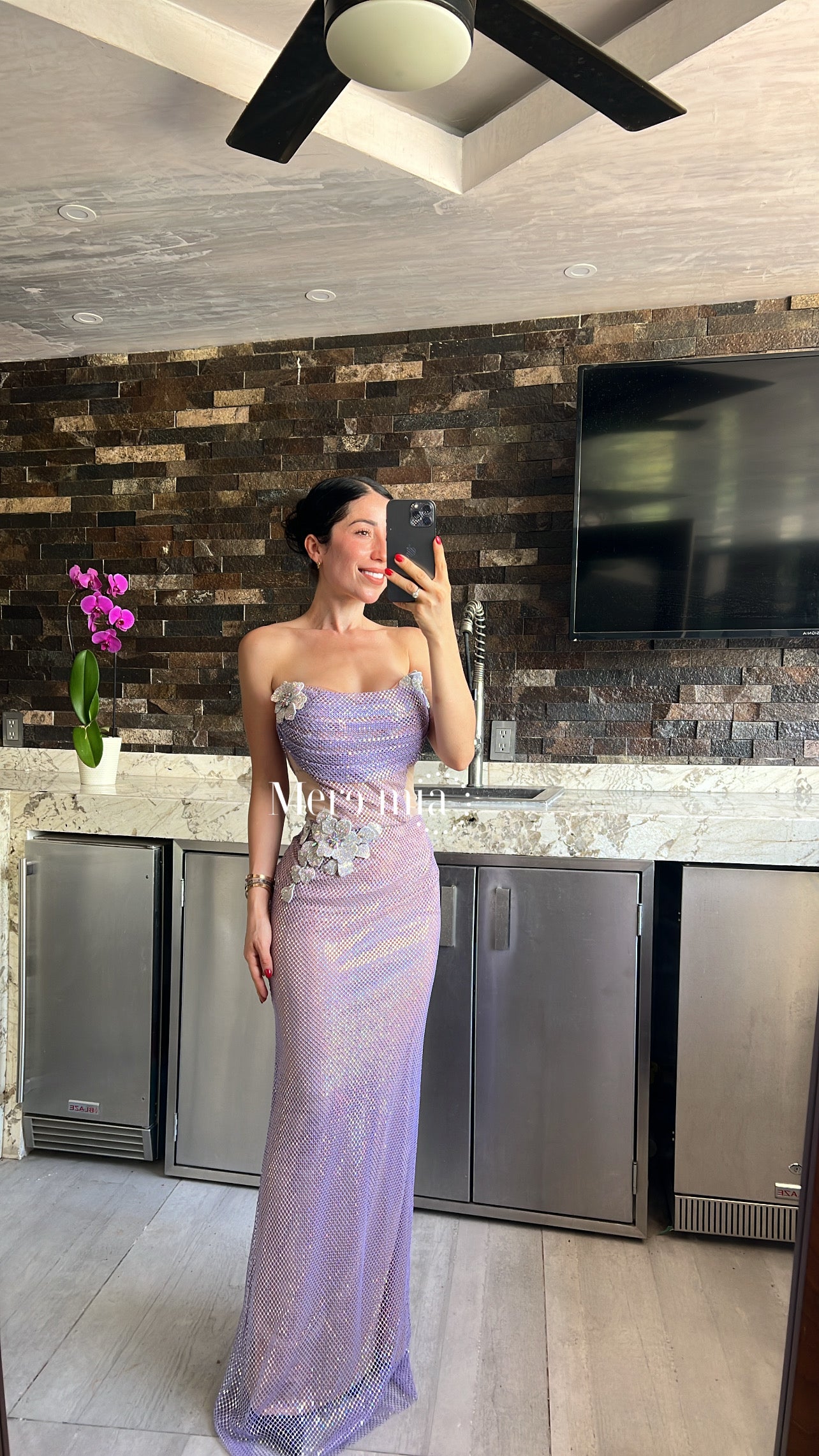 Vestido lavanda flores pl