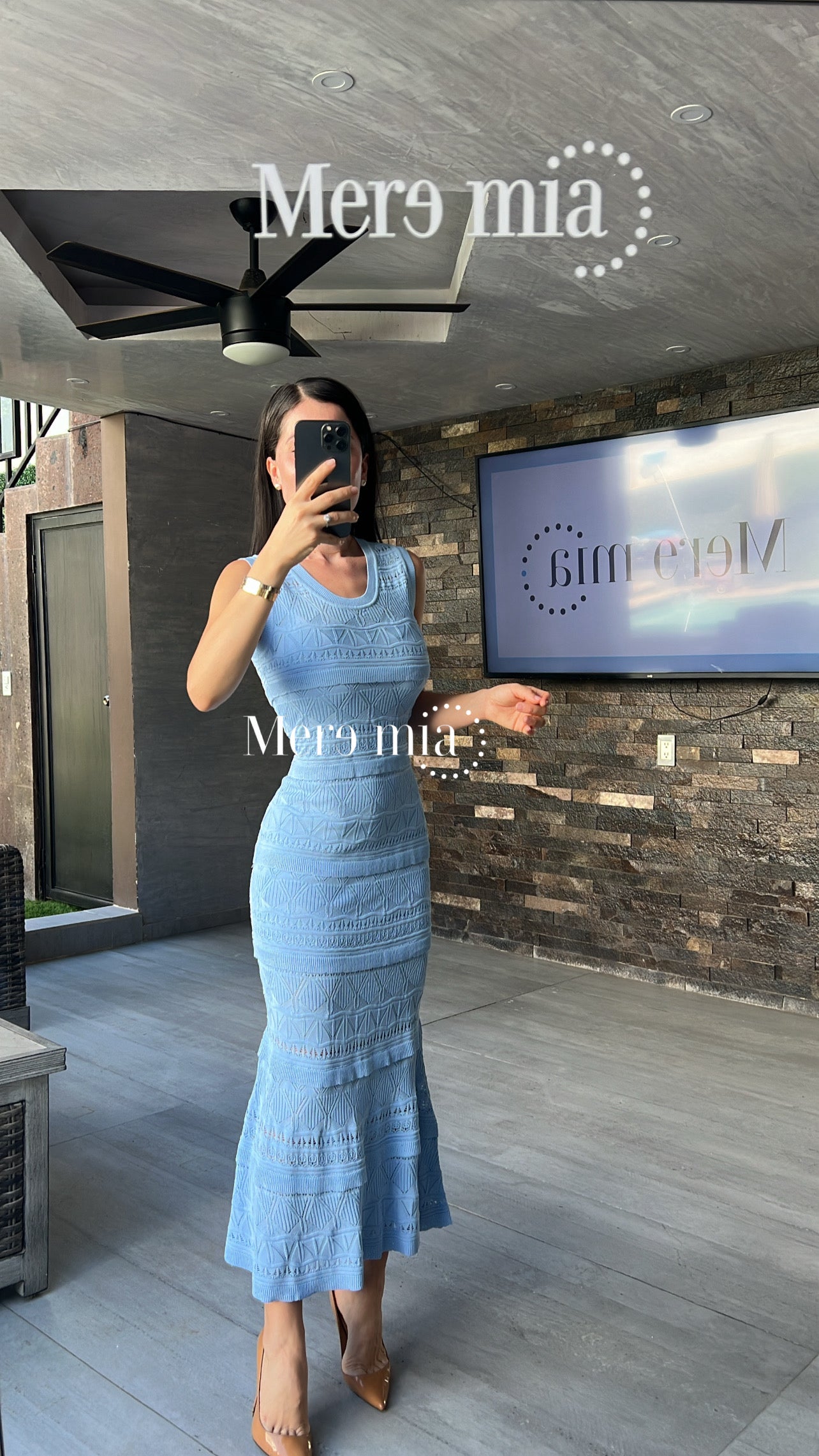 Vestido azul olanes