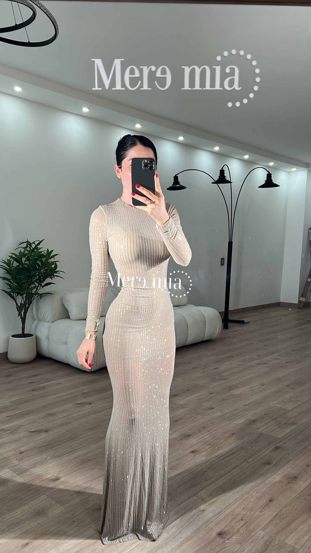 Vestido puntos rayas plata