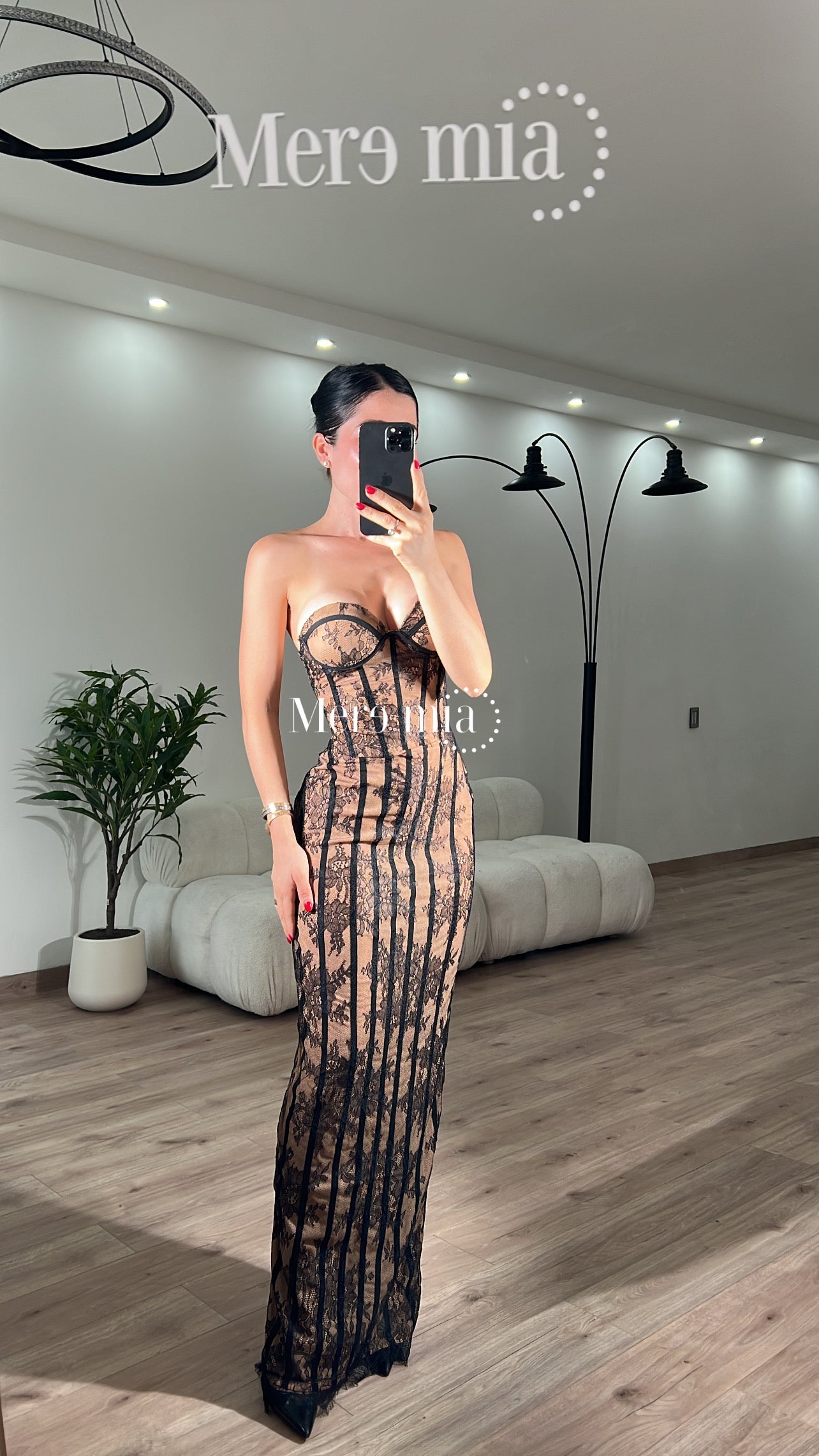 Vestido encaje rayas