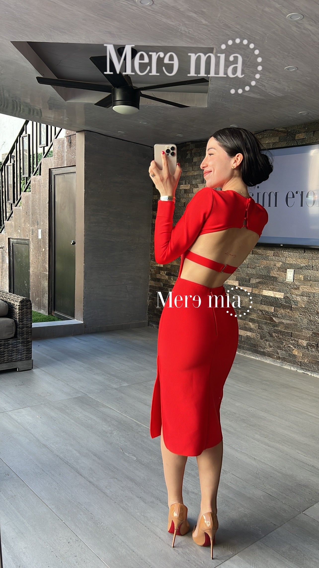 Vestido rojo espalda raya