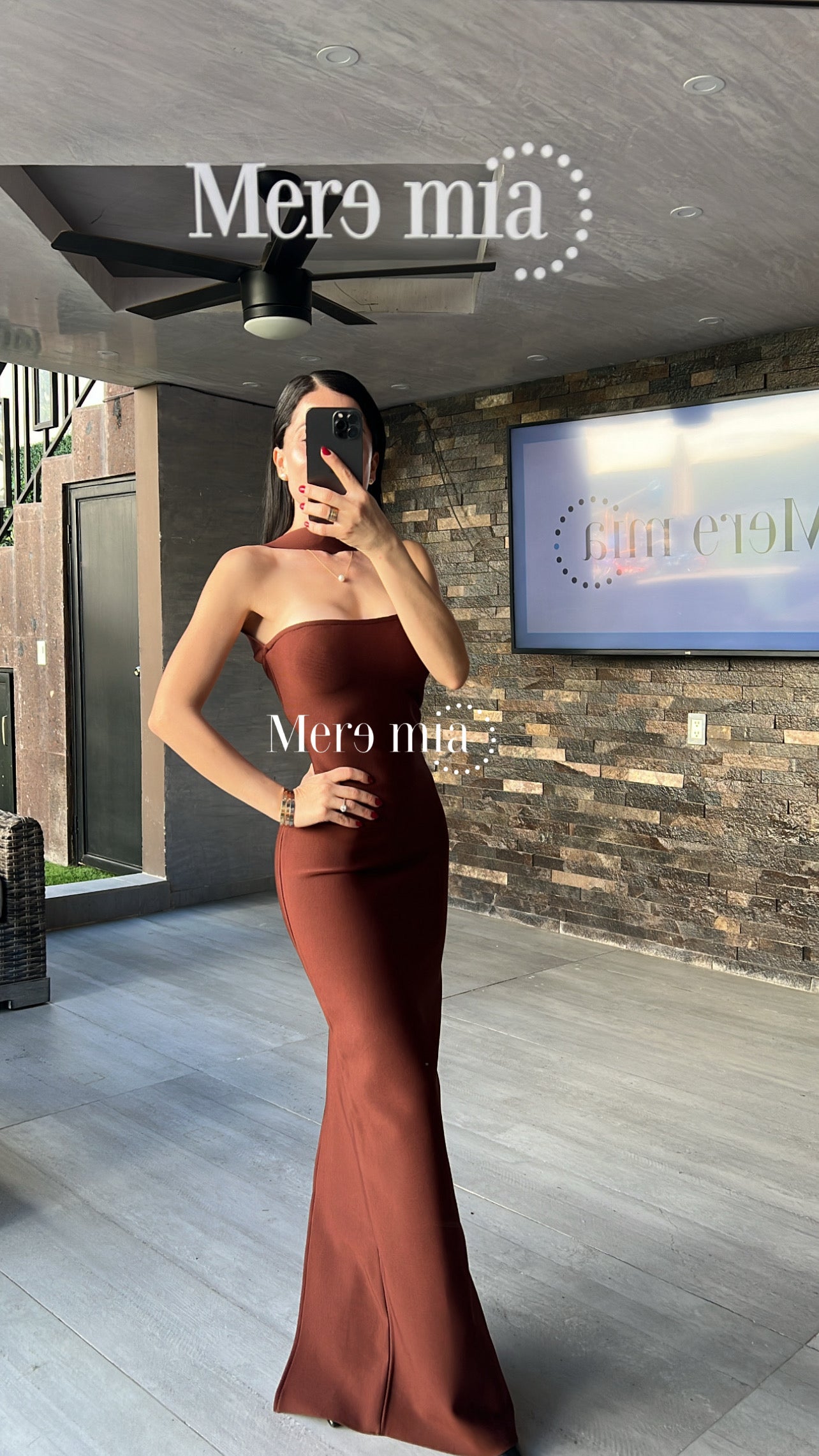 Vestido café halter