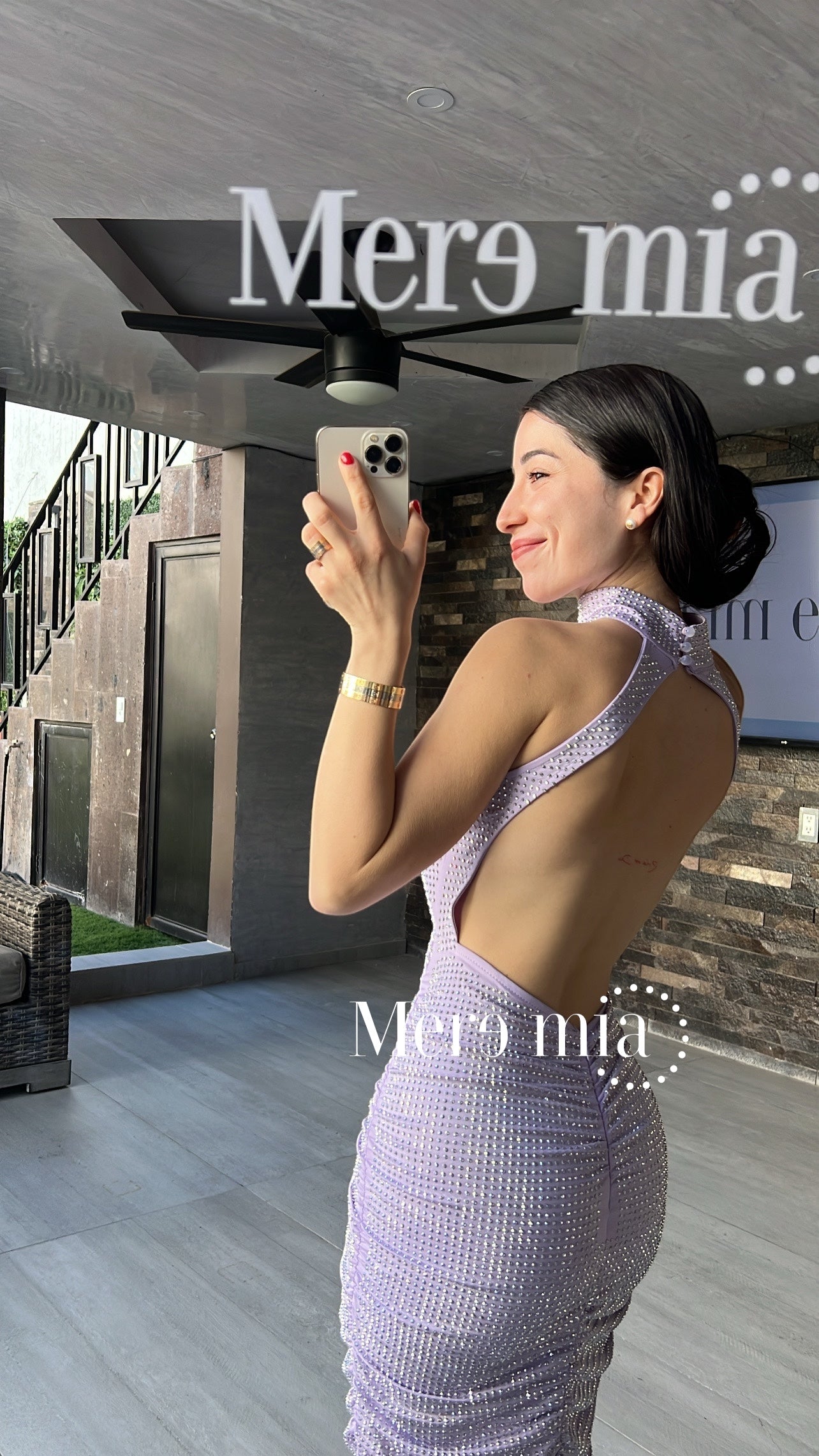 Vestido lila puntos plisado