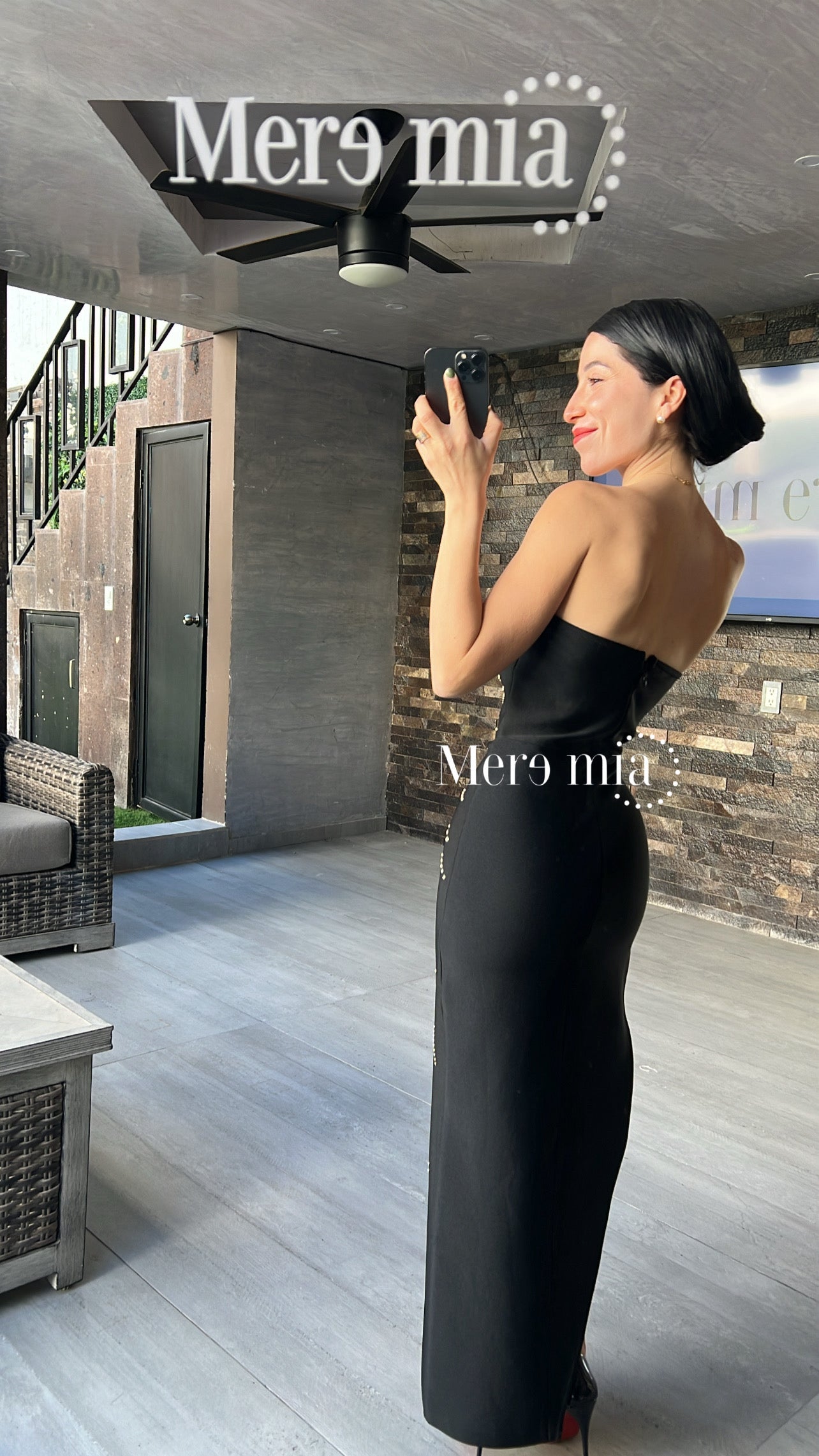 Vestido negro puntos plata