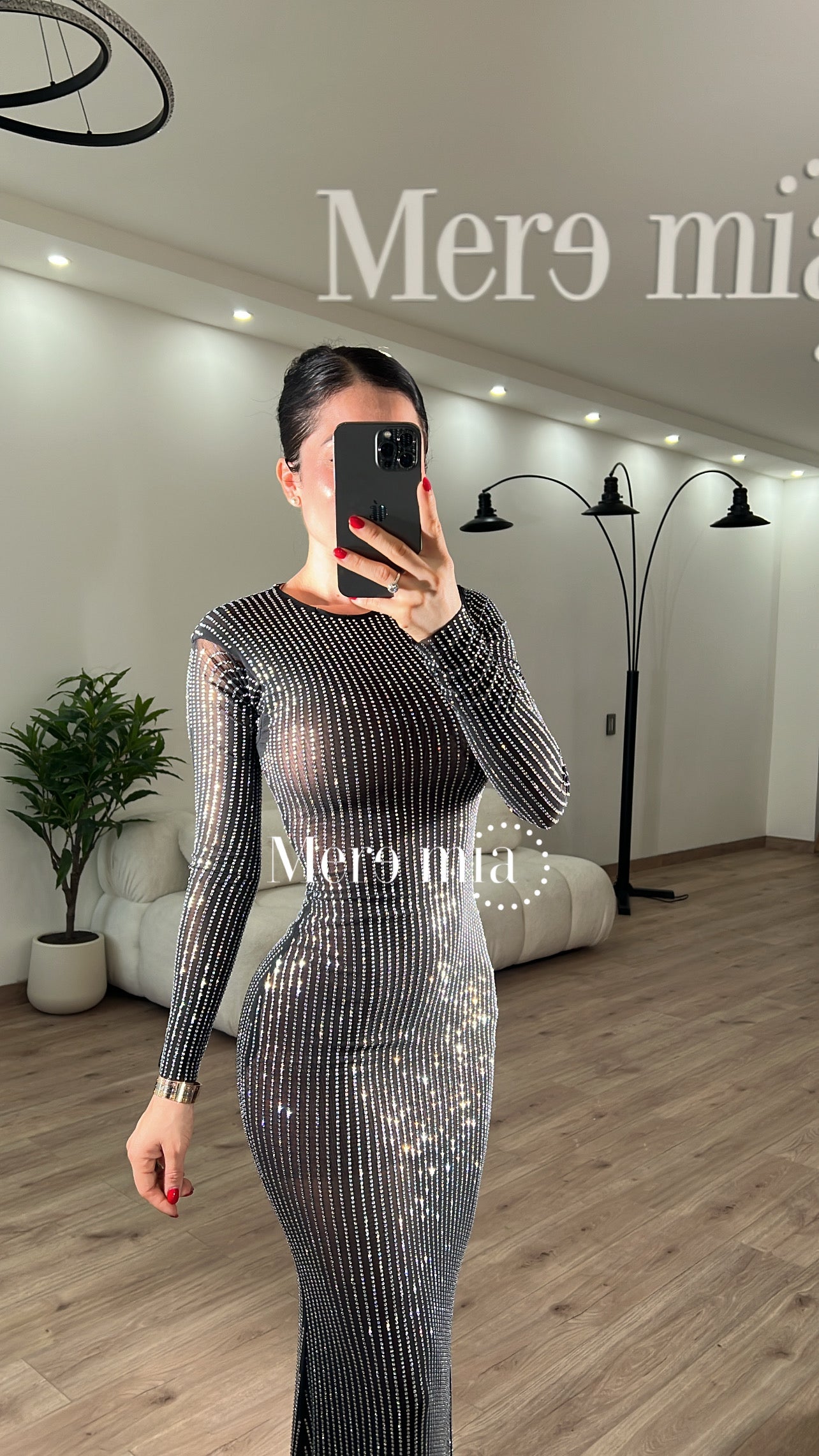 Vestido puntos rayas plata