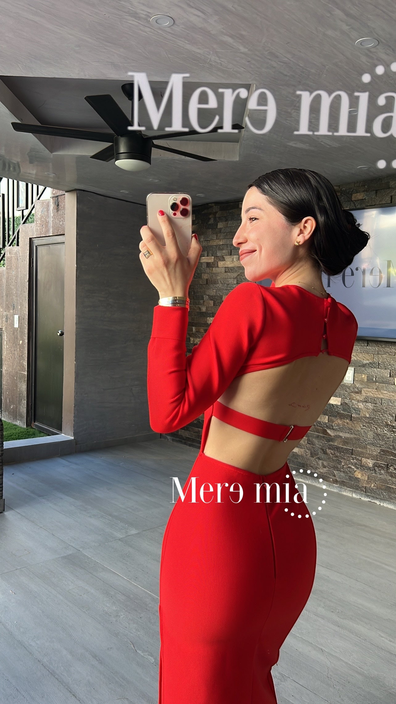 Vestido rojo espalda raya