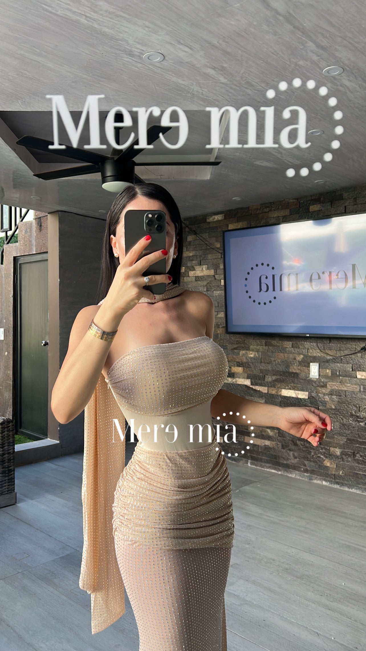 Vestido puntos plata malla