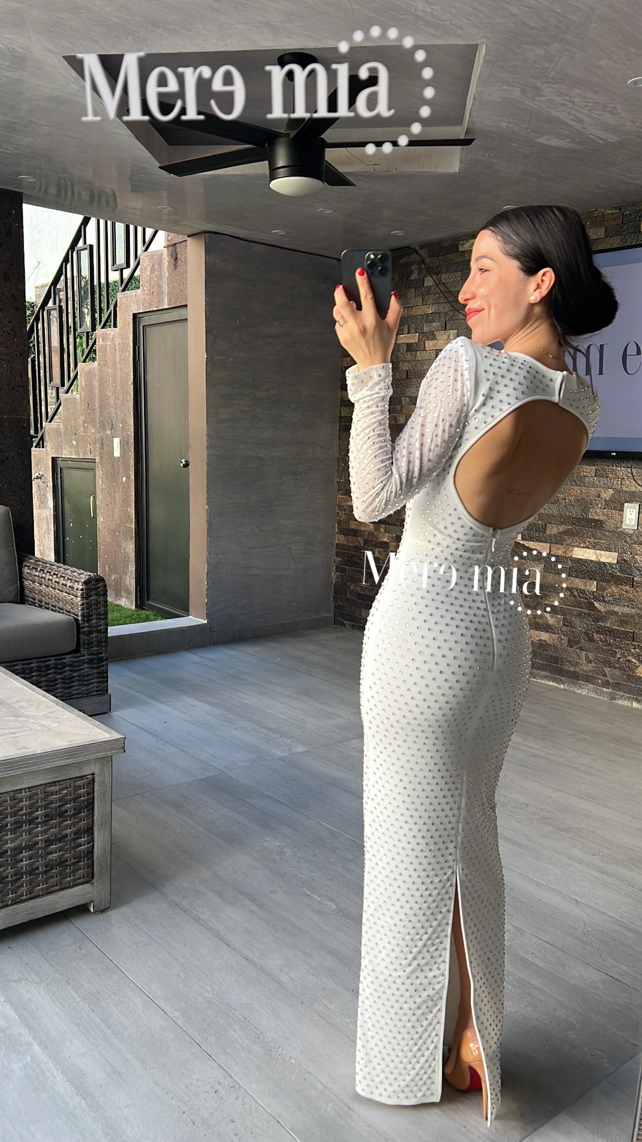 Vestido blanco puntos espalda