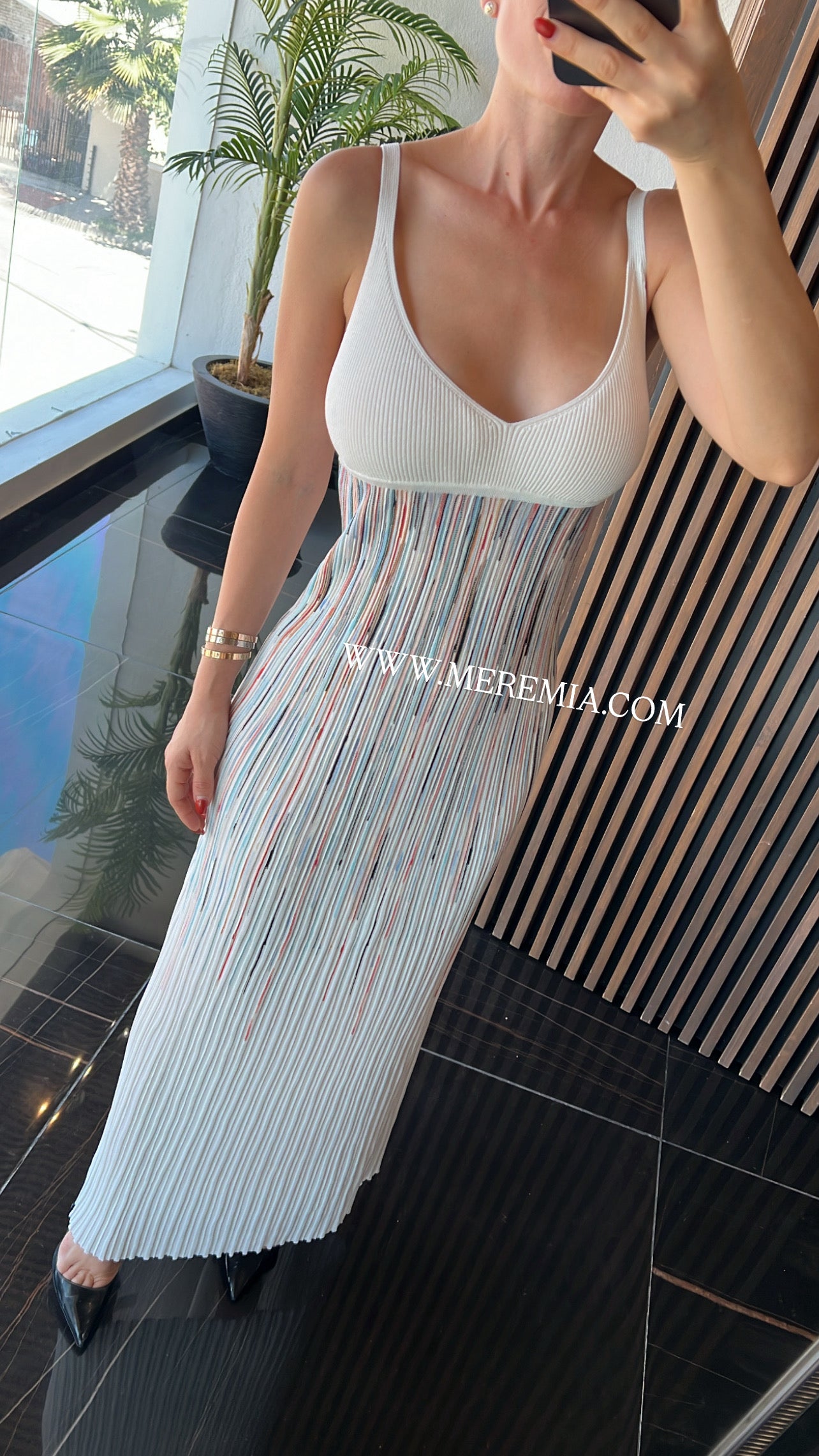 Vestido blanco rayas colores