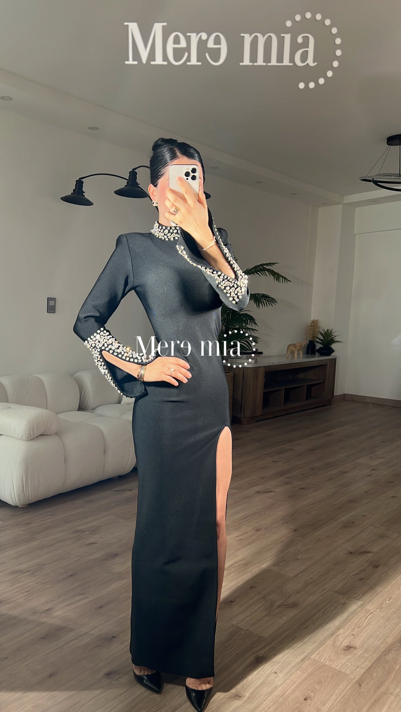 Vestido negro cuello per