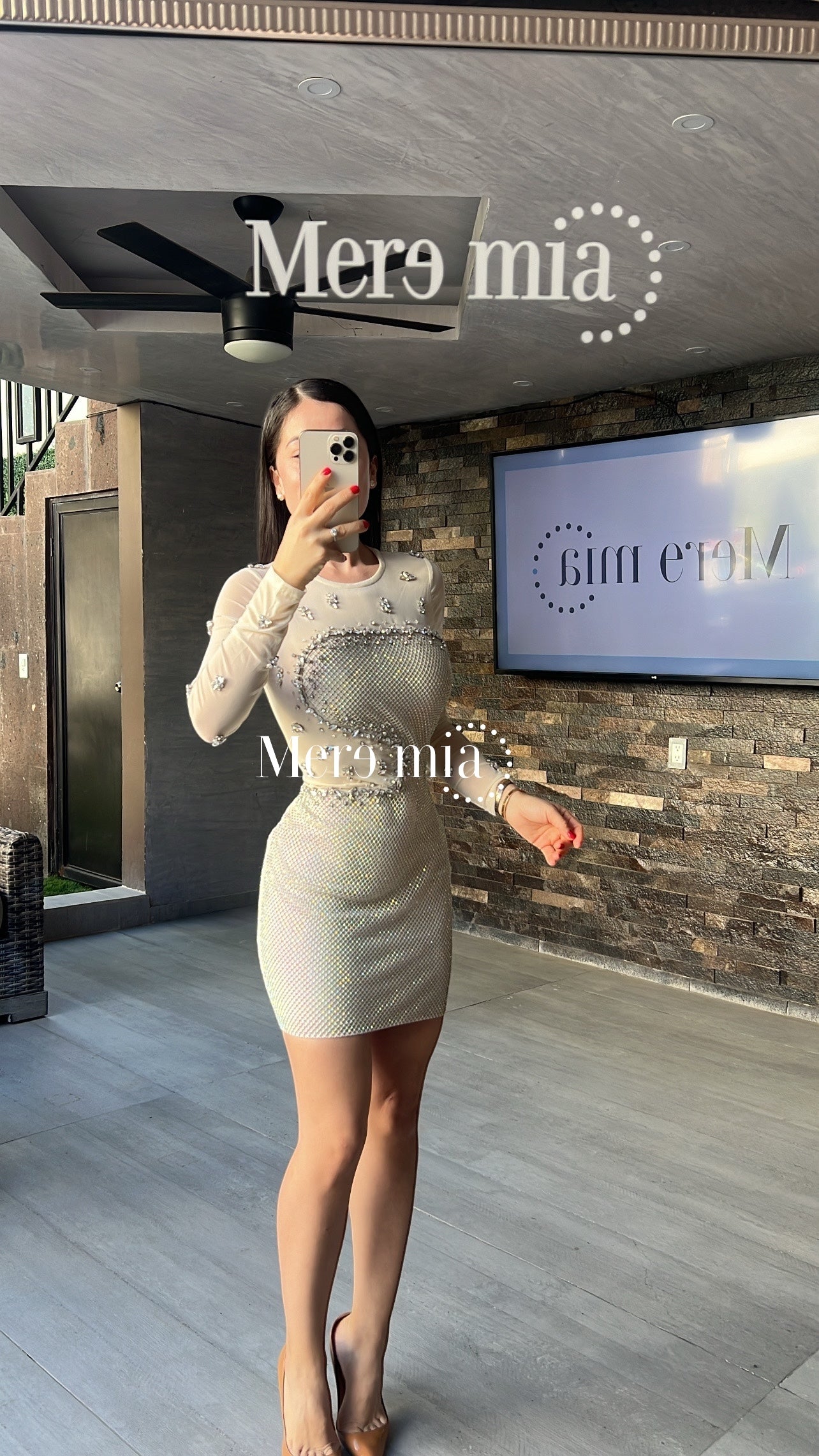 Vestido plata malla apl