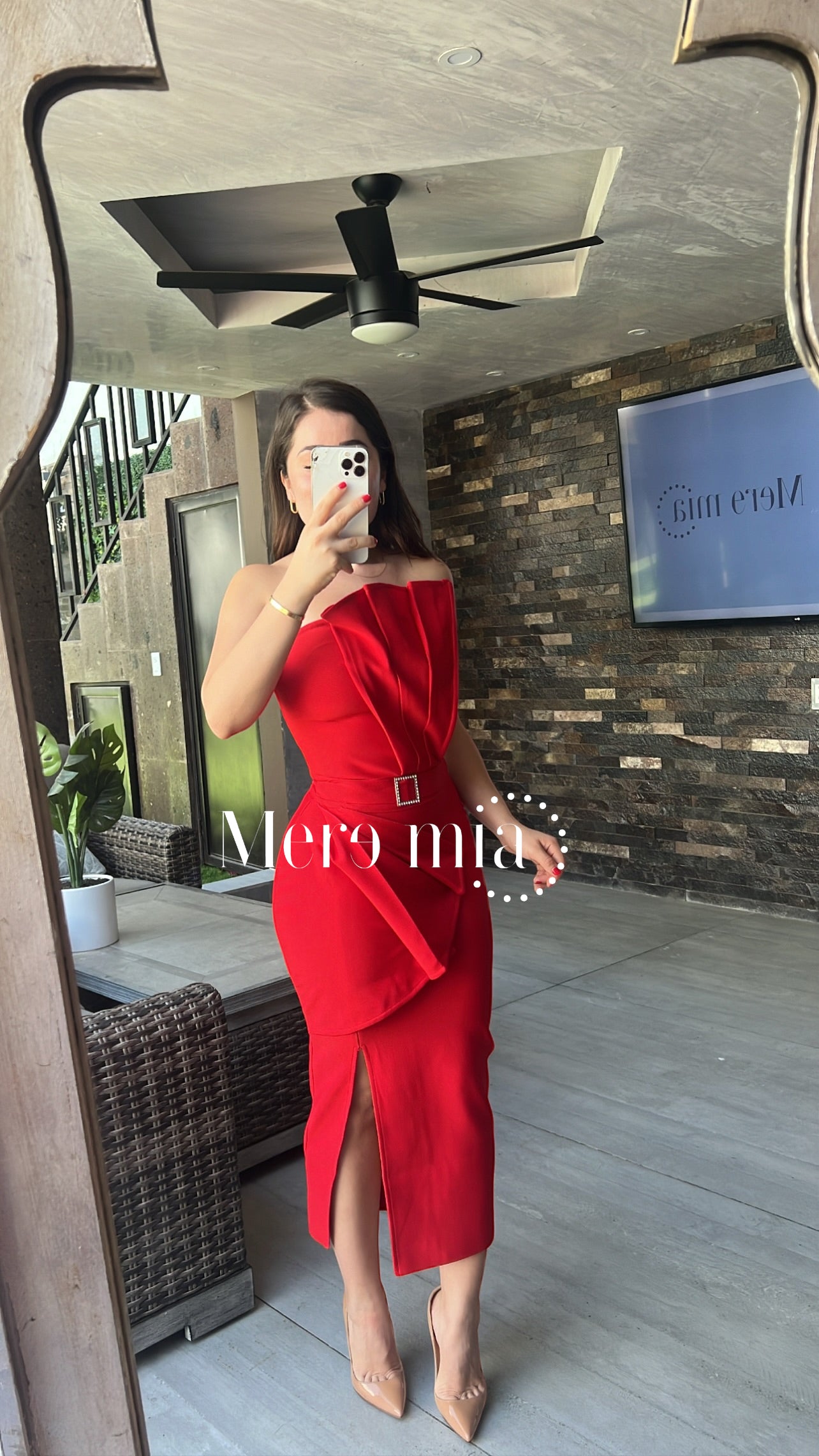 Vestido rojo cinto