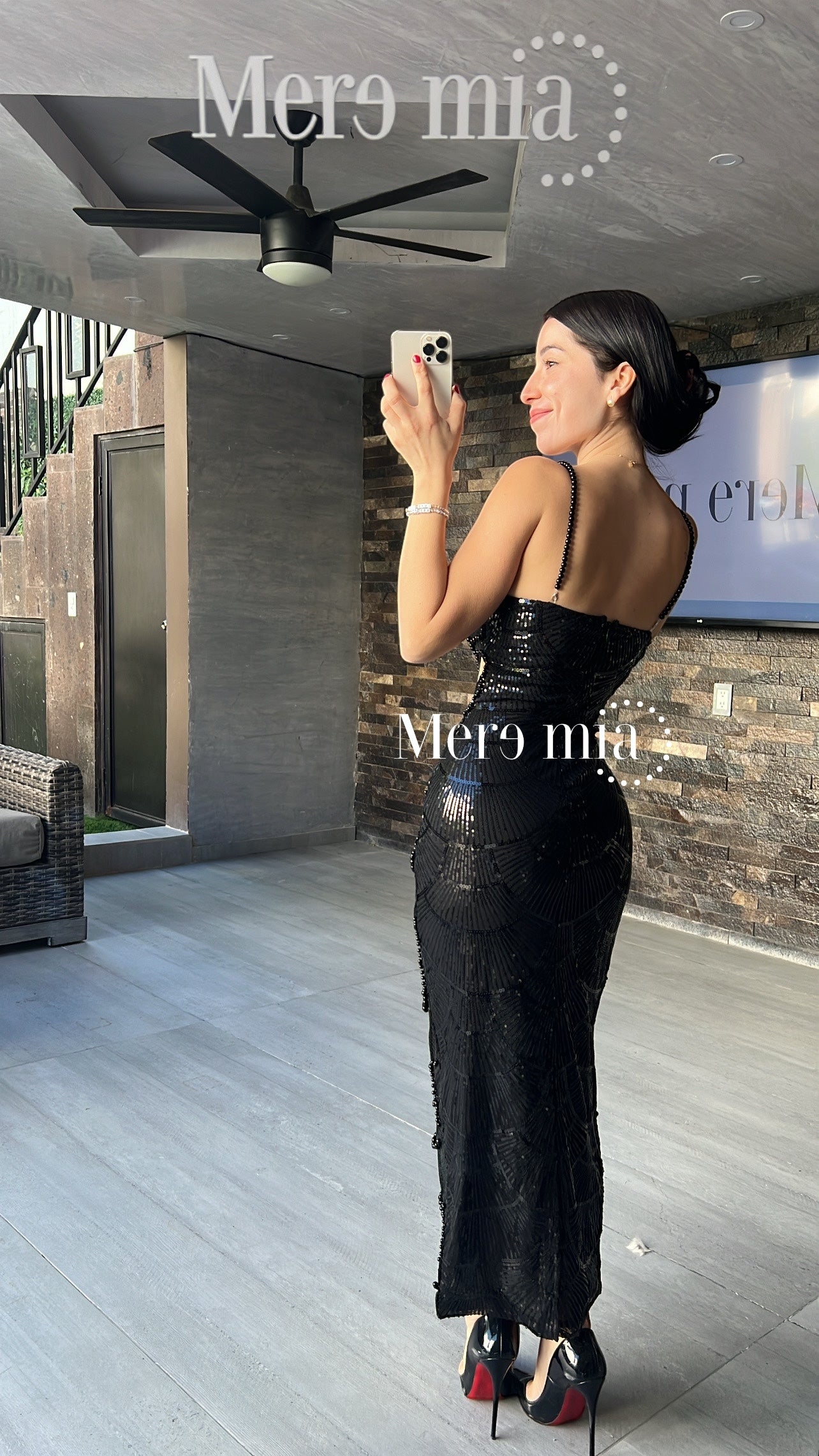 Vestido negro perlas