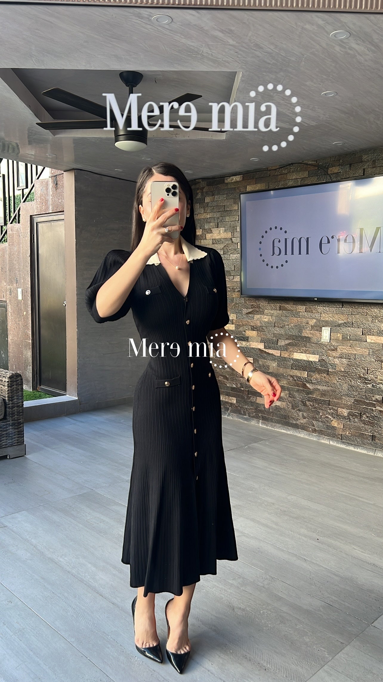 Vestido negro rayado mc