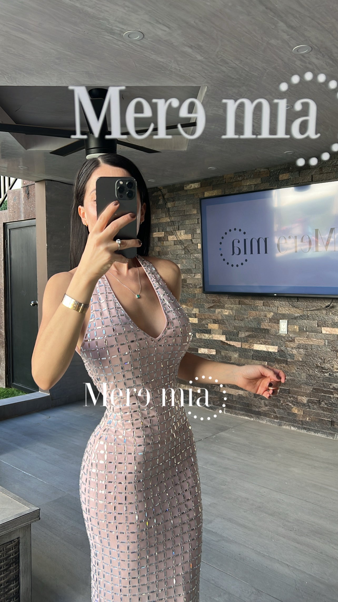 Vestido rosa halter cuad