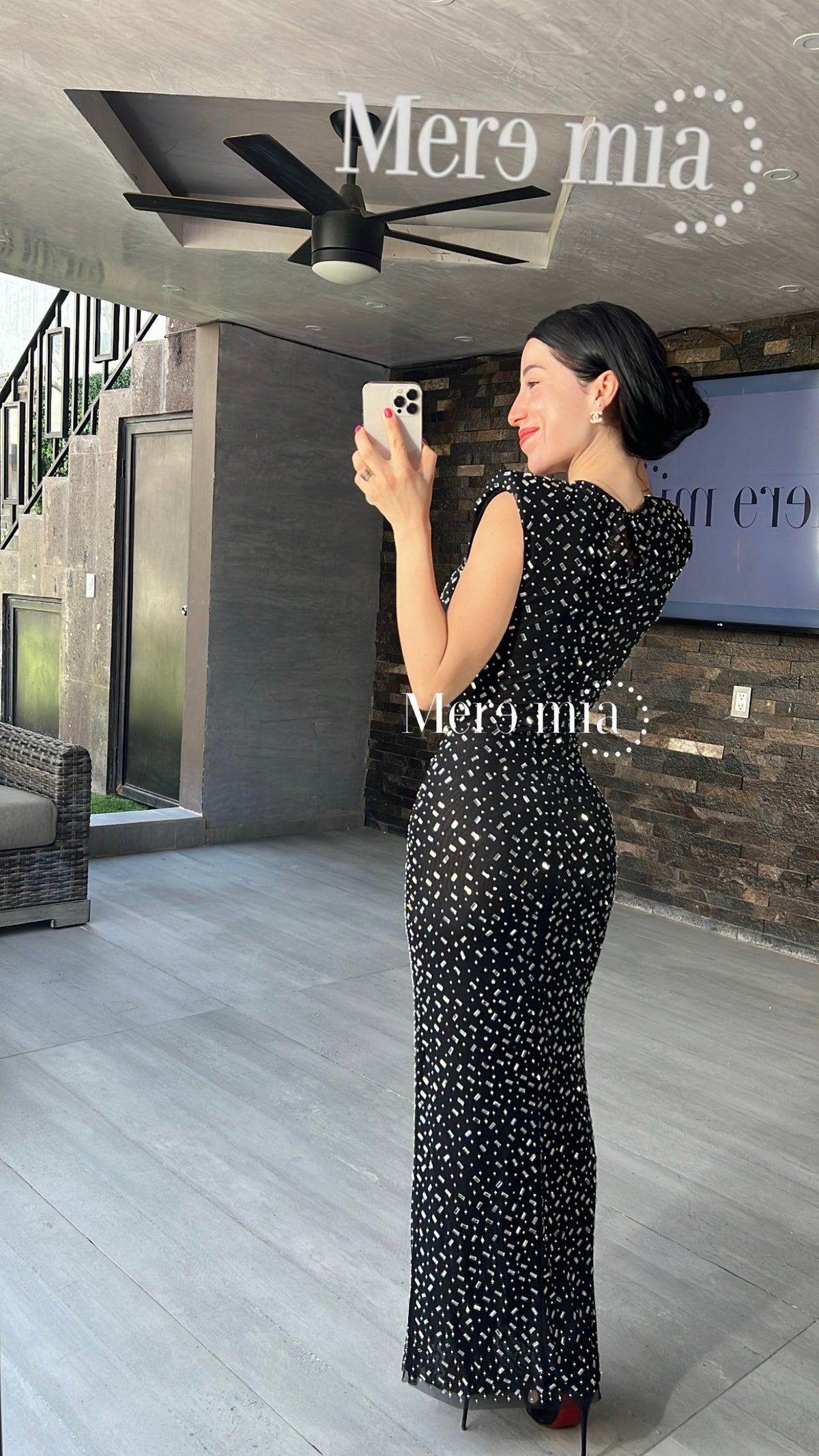 Vestido negro plata abert