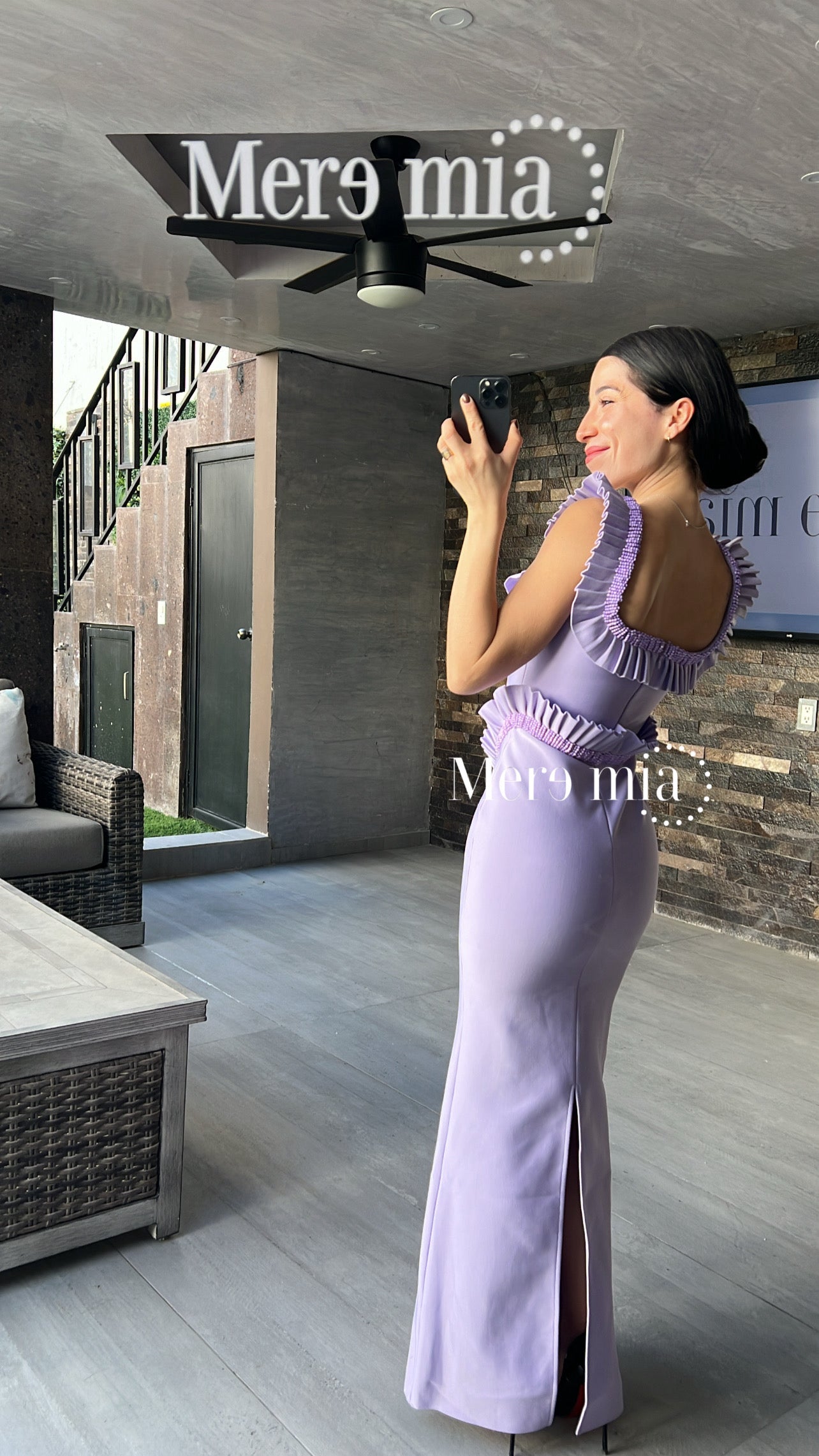 Vestido lila plisado lent